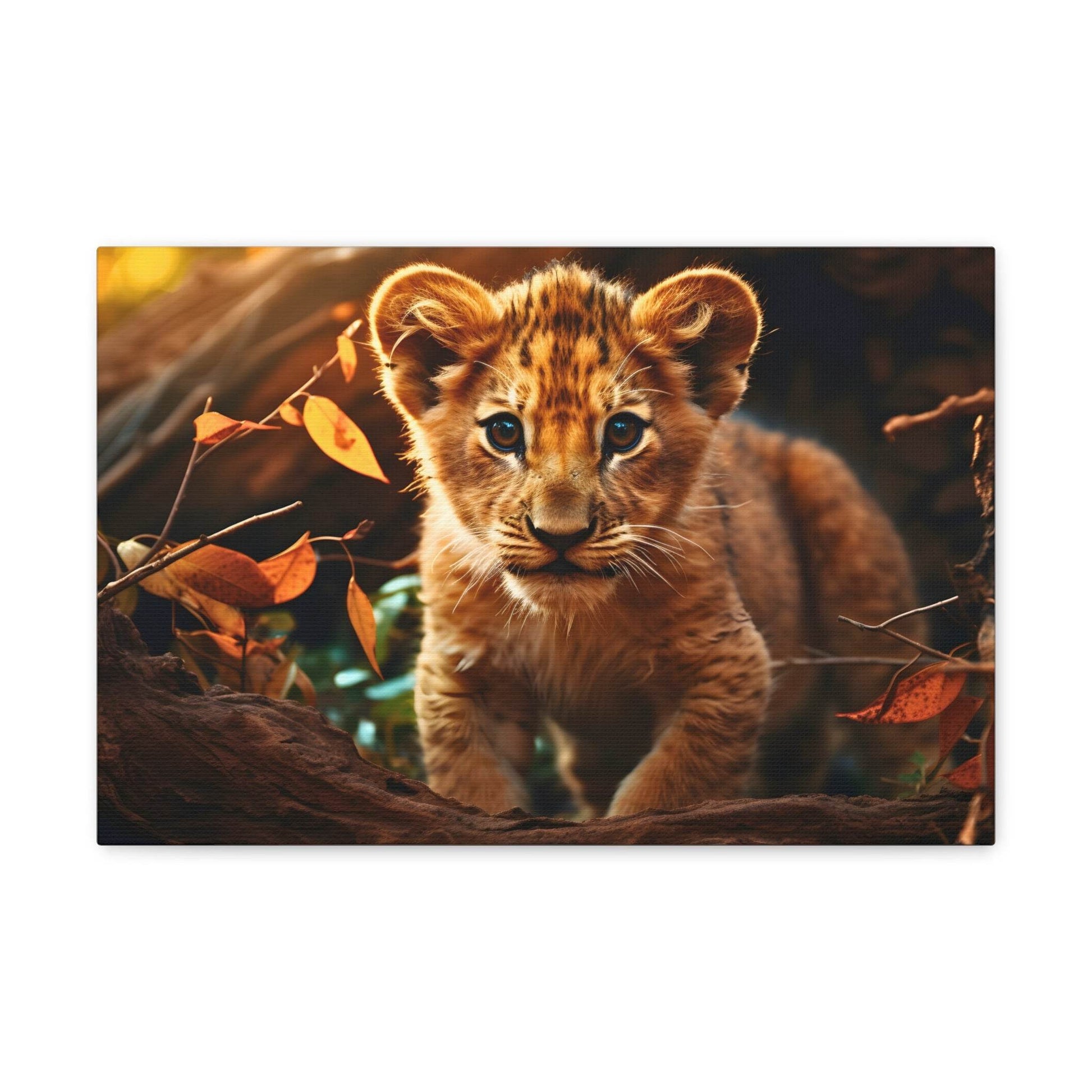 Baby Lion Cub Print Animal Nature Art Safari Nursery Canvas Gallery Wraps Baby Lion Print Large Canvas Art Animal Wall Art Lover Gift - Giftsmojo