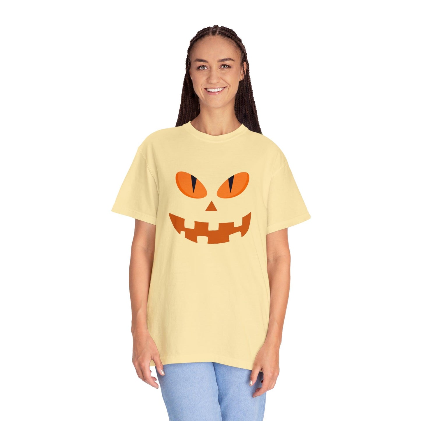 Cute Pumpkin Face Shirt Retro Halloween Tshirt, Vintage Shirt Halloween Shirt Pumpkin Face Halloween Costume Comfort Colors - Giftsmojo