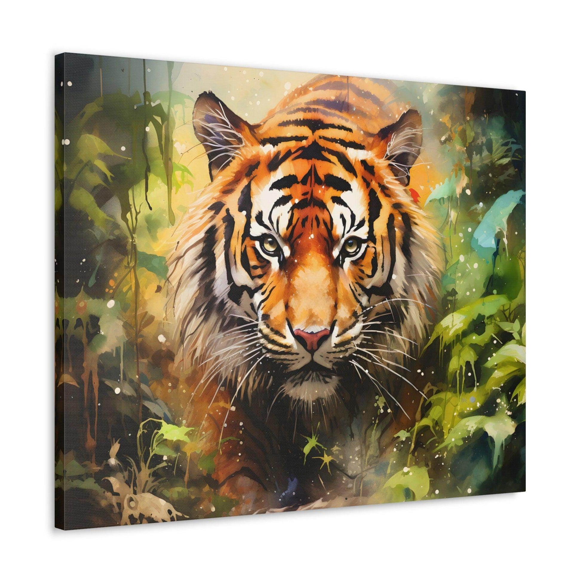 Watercolor Tiger In Nature Art Canvas Gallery Wraps Tiger Print Large Canvas Art Animal Wall Art minimalist Wall Art Lover Gift - Giftsmojo