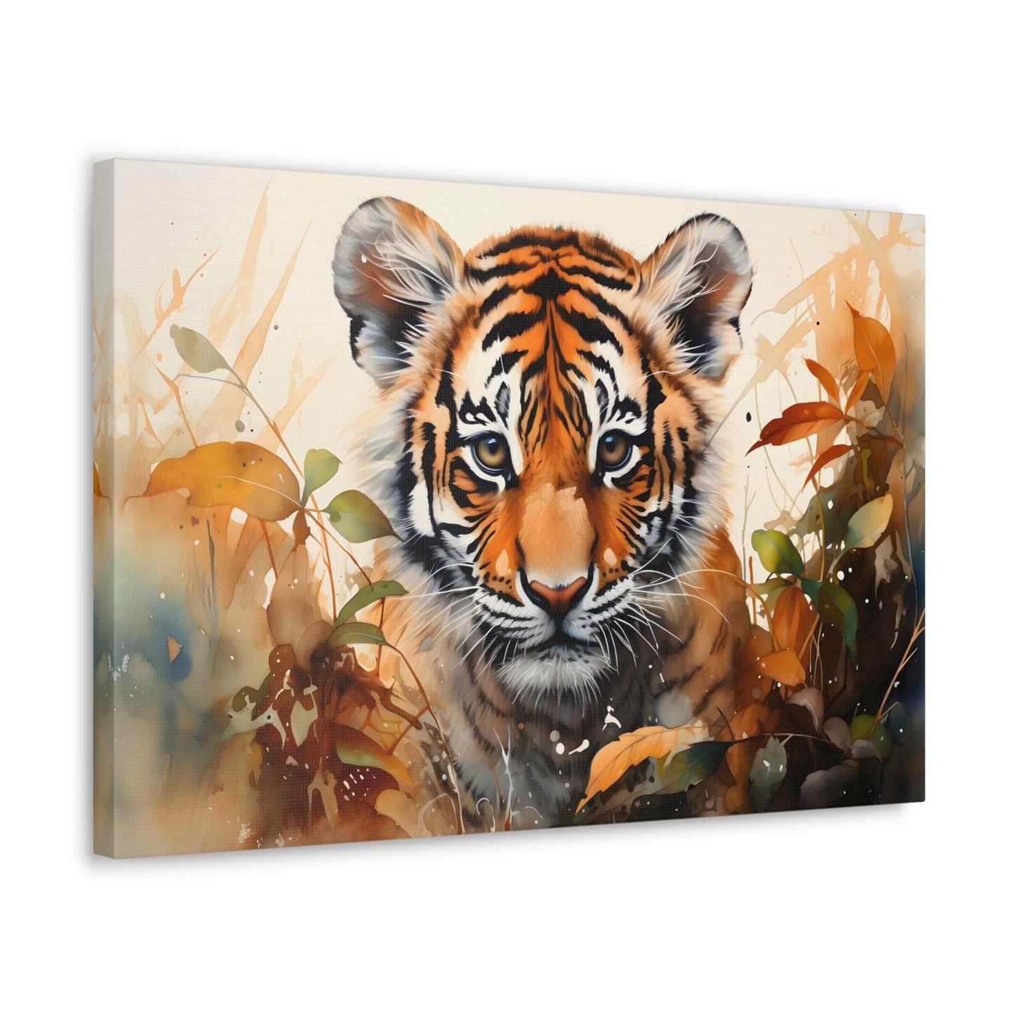 Watercolor Baby Tiger In Nature Art Canvas Gallery Wraps Tiger Print Large Canvas Art Animal Wall Art minimalist Wall Art Lover Gift - Giftsmojo