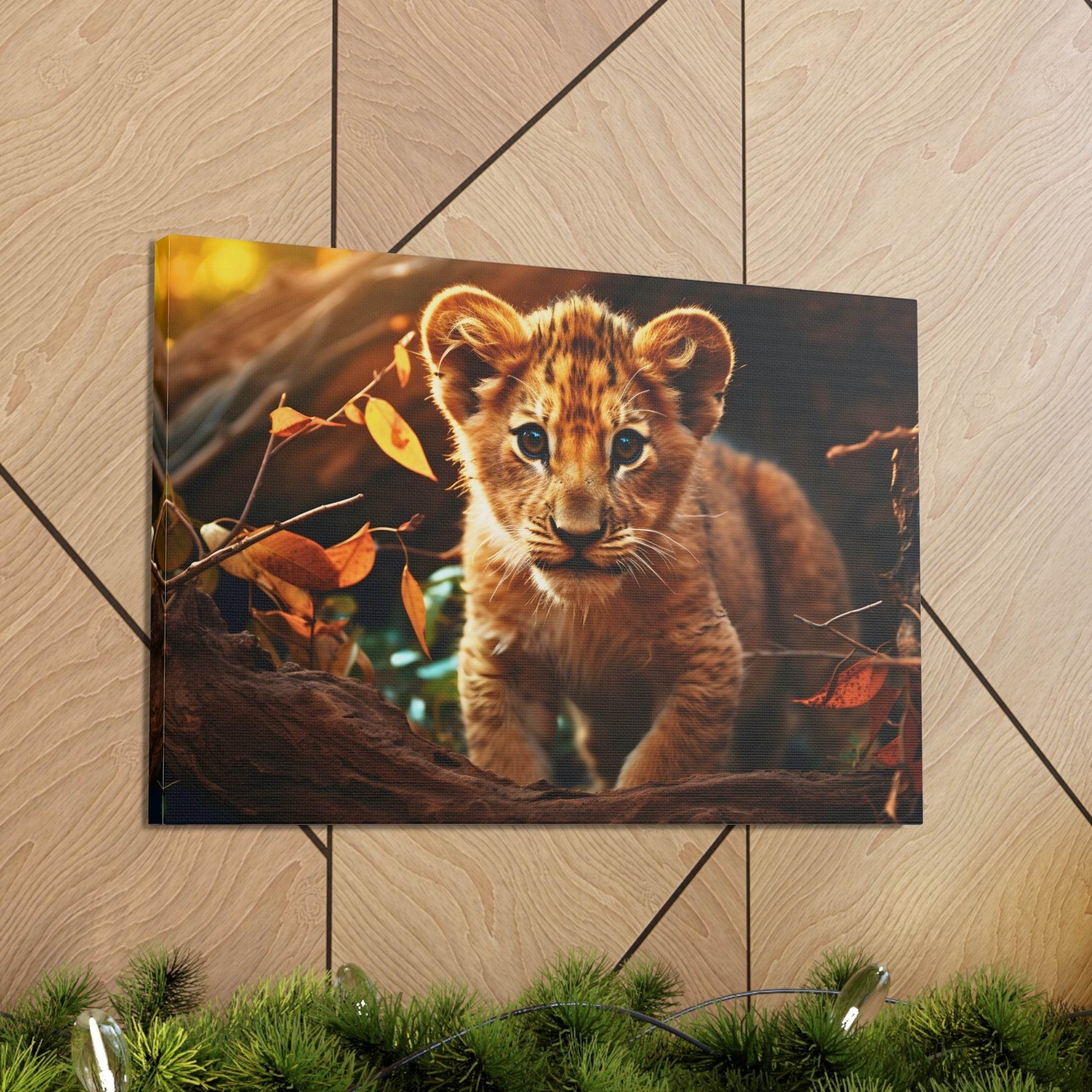 Baby Lion Cub Print Animal Nature Art Safari Nursery Canvas Gallery Wraps Baby Lion Print Large Canvas Art Animal Wall Art Lover Gift - Giftsmojo