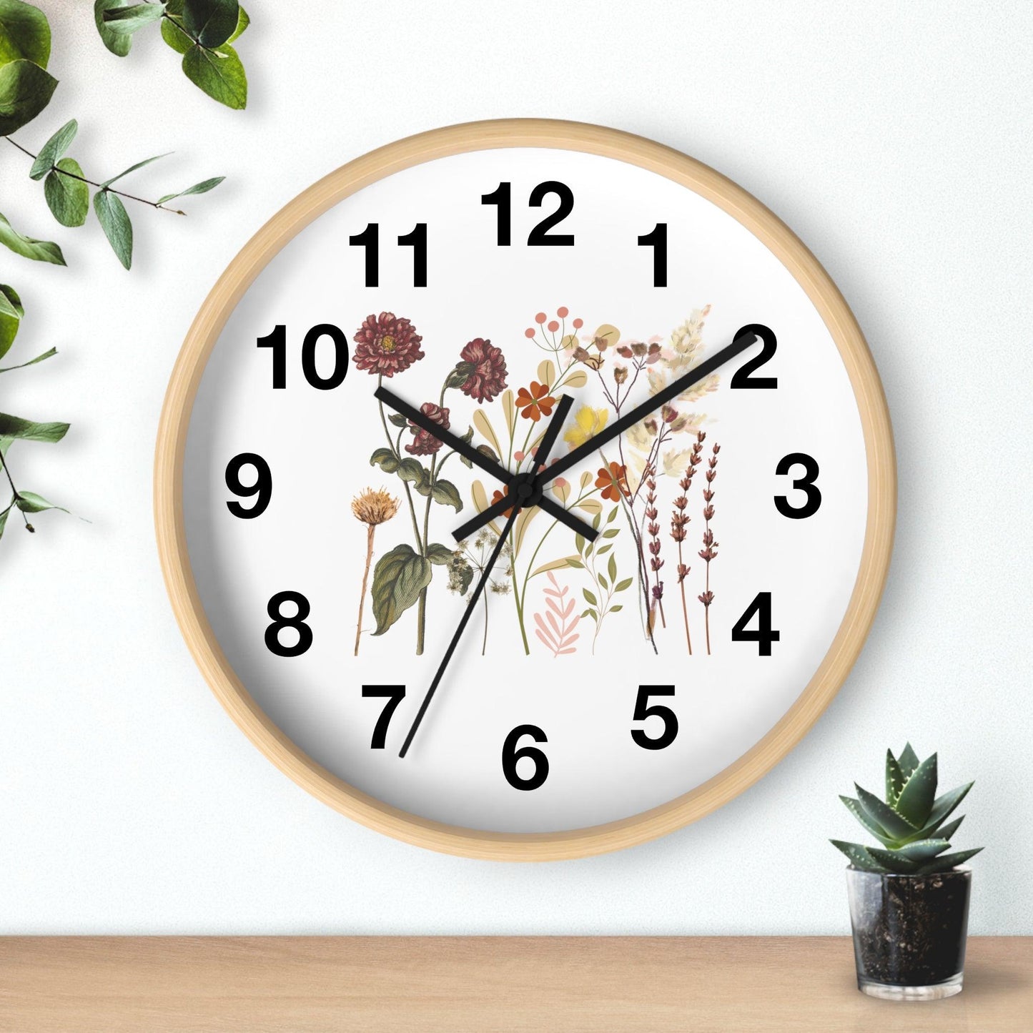 Flower wall clock, Wall clock. Floral Wall Clock, Home decor gift, House Warming gift, unique Gift, Mom gift