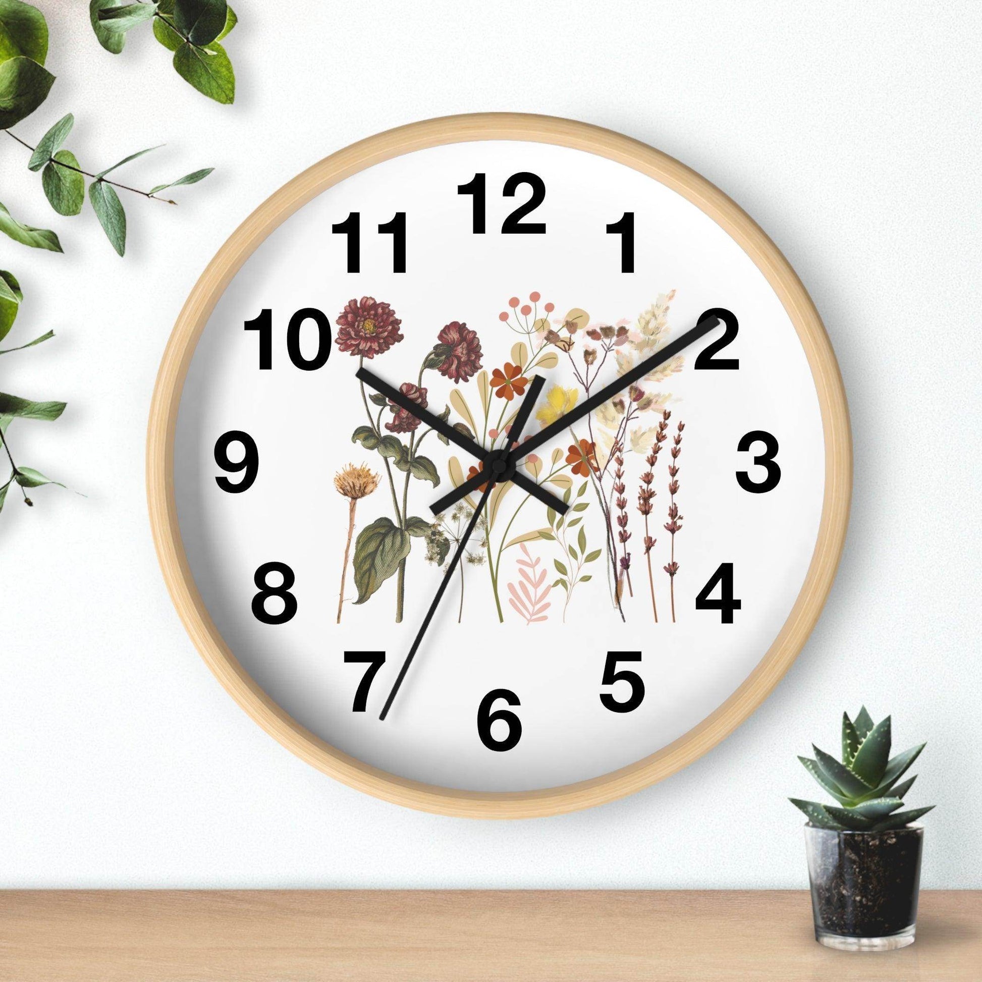 Flower wall clock, Wall clock. Floral Wall Clock, Home decor gift, House Warming gift, unique Gift, Mom gift - Giftsmojo