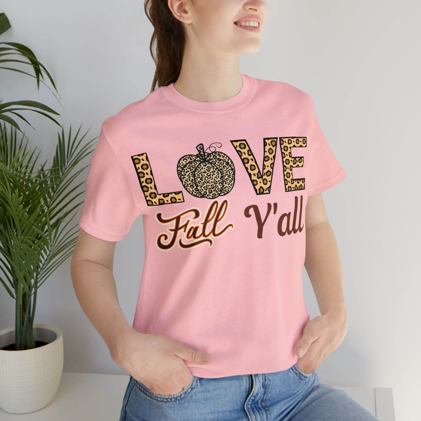 Leopard Print Love Fall Y'all Shirt, Pumpkin Shirt, Fall Shirt for Fall Lovers, Fall Gift - Giftsmojo