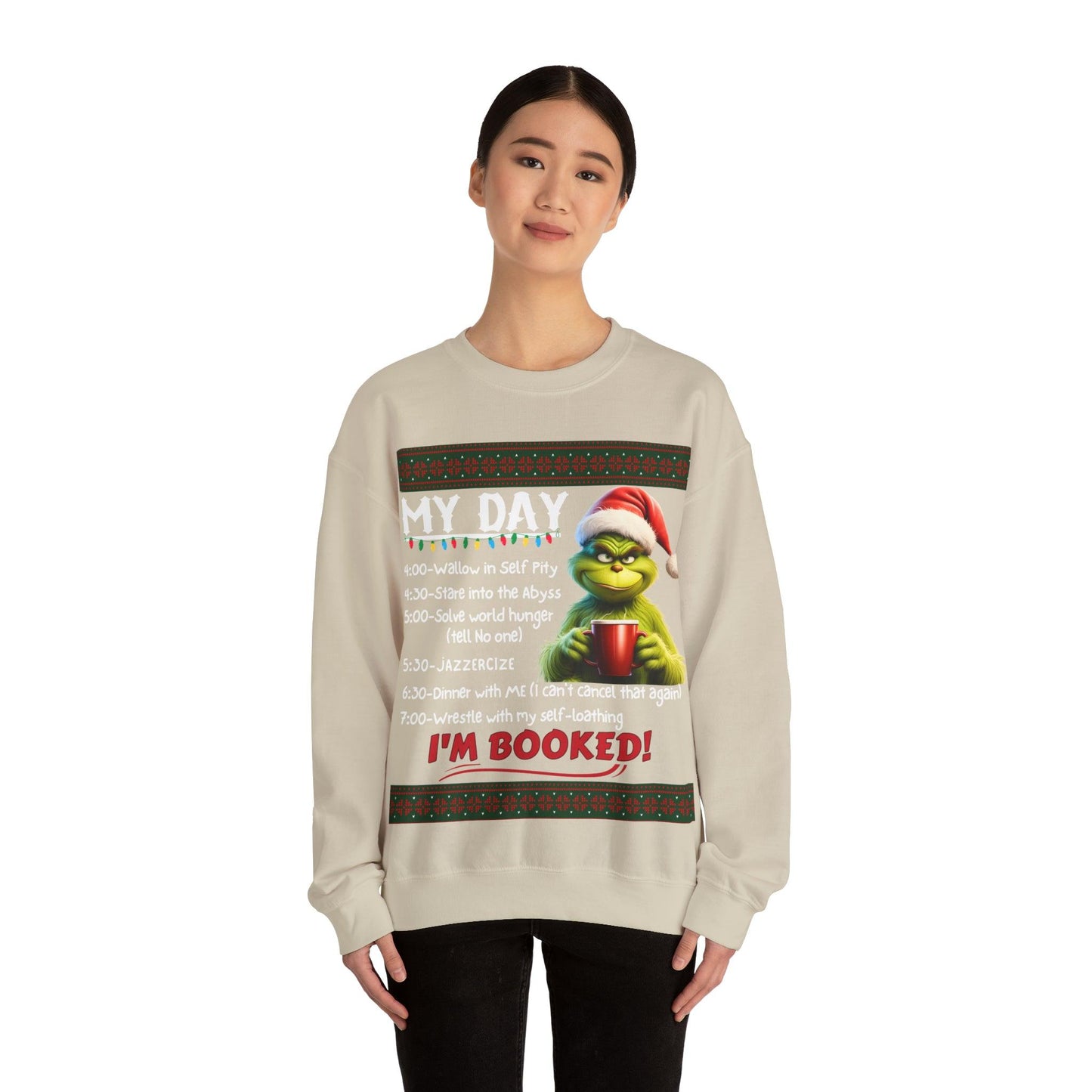 My Day Schedule I'M Booked Grinch Shirt Funny Christmas Sweatshirt Christmas grinch Sweatshirt Christmas Sweater Christmas Trendy Christmas Sweatshirt - Giftsmojo