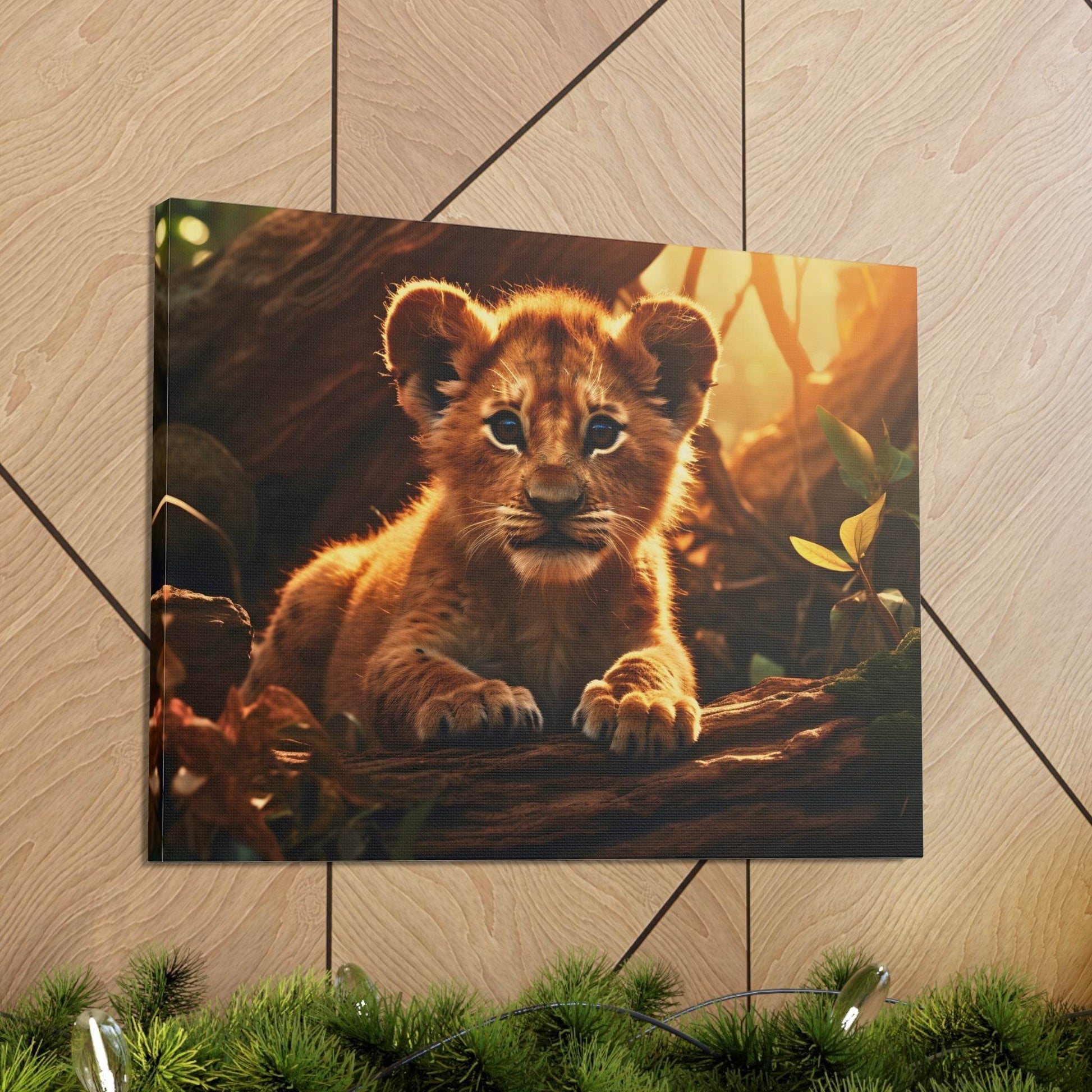 Baby Lion Cub Print Animal Nature Art Safari Nursery Canvas Gallery Wraps Baby Lion Print Large Canvas Art Animal Wall Art Lover Gift - Giftsmojo