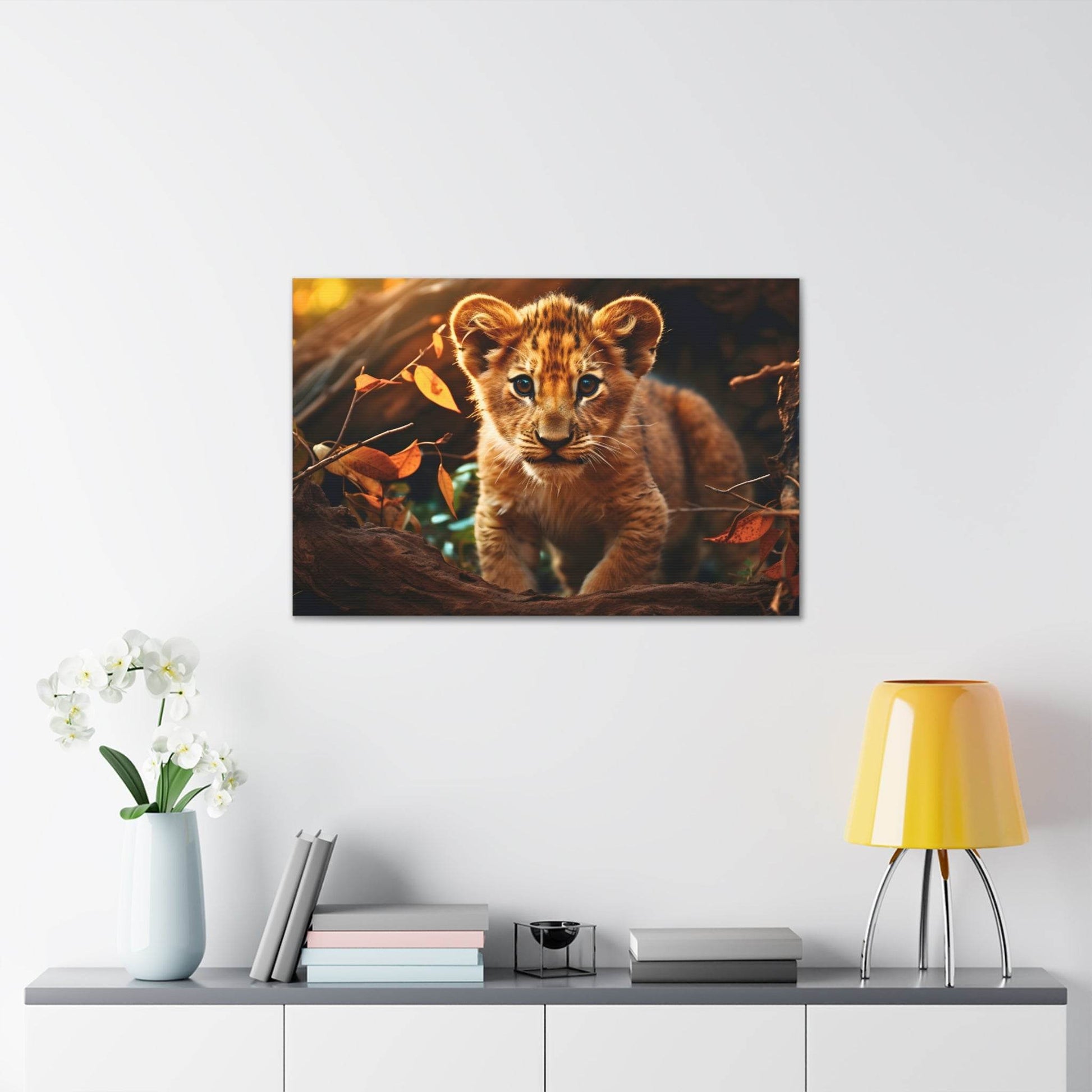Baby Lion Cub Print Animal Nature Art Safari Nursery Canvas Gallery Wraps Baby Lion Print Large Canvas Art Animal Wall Art Lover Gift - Giftsmojo