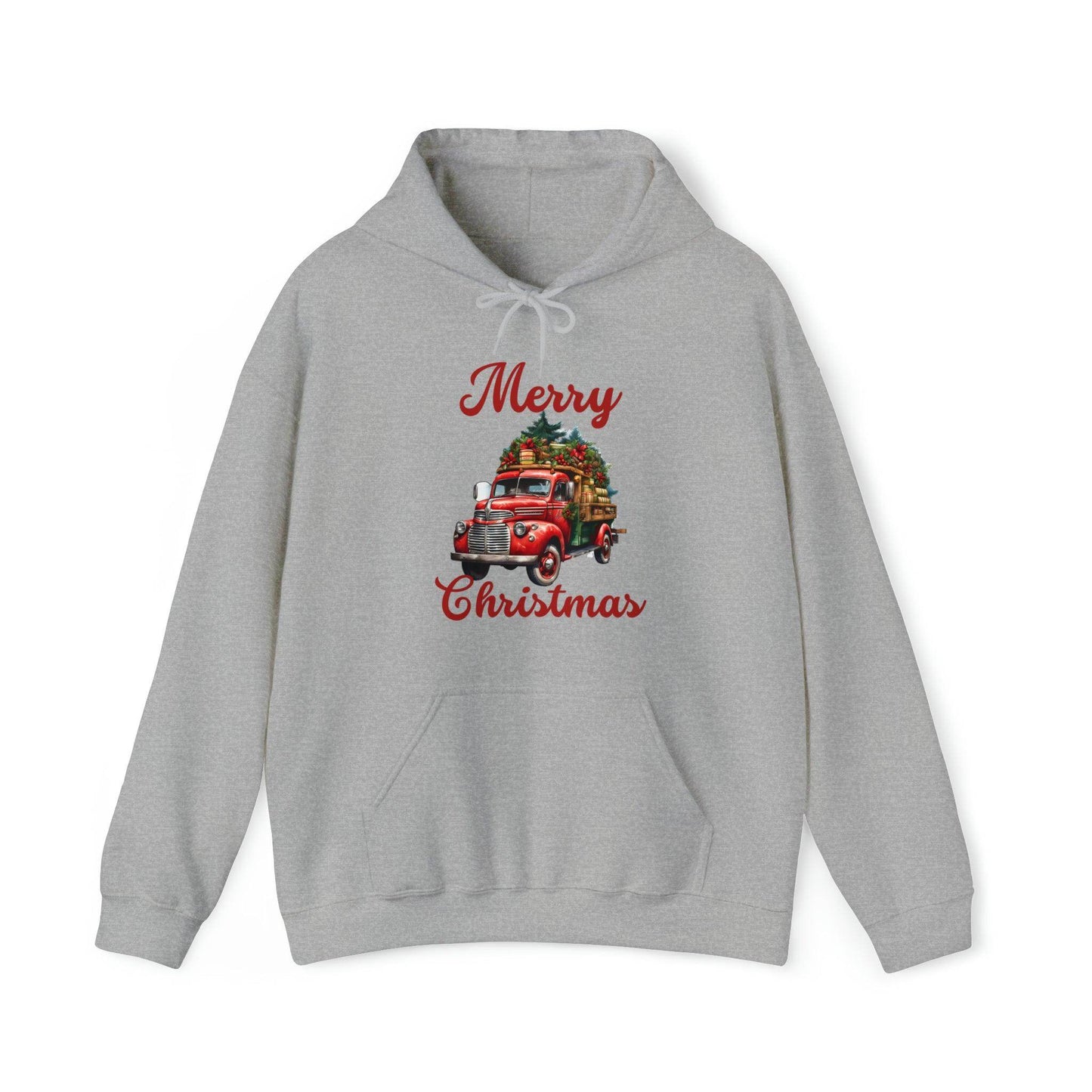 Christmas Tree Truck Hooded Sweatshirt Christmas Truck Sweatshirt Christmas Sweater Truck Pullover Christmas Tree Sweat Pine Tree Pullover - Giftsmojo