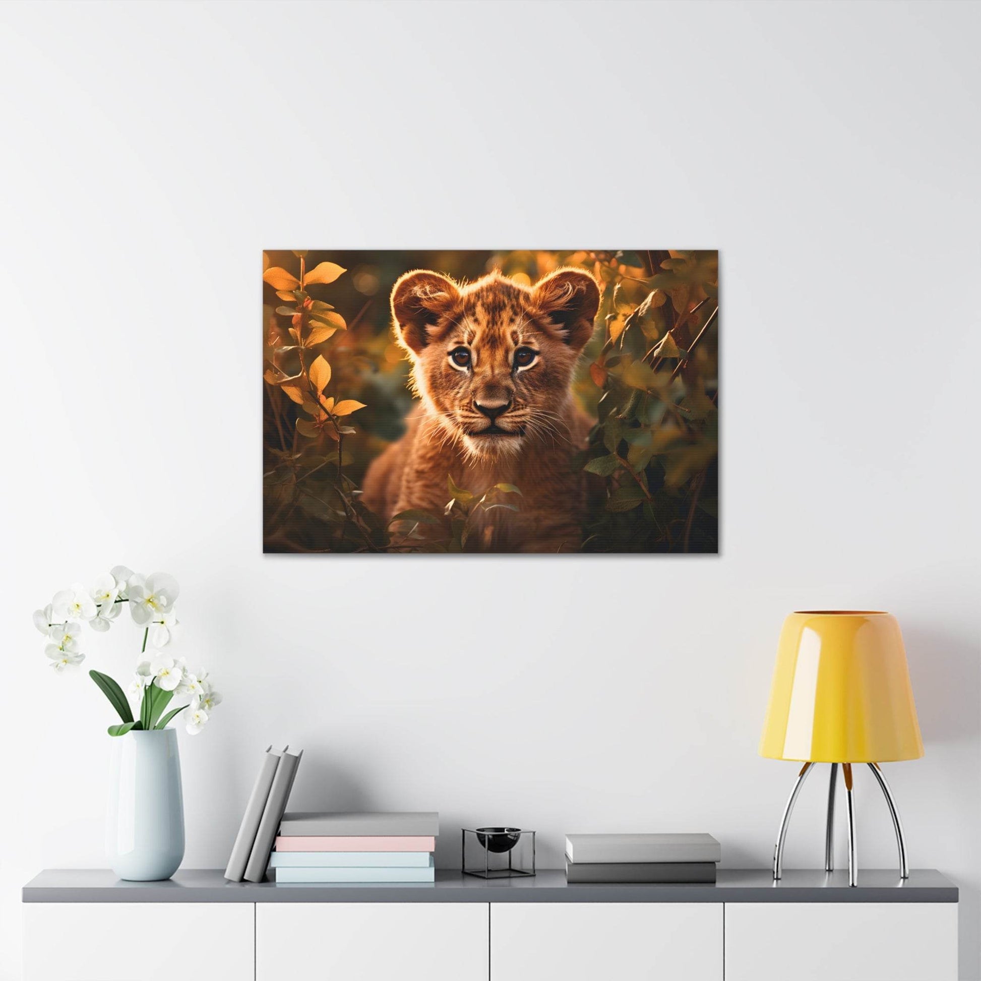 Baby Lion Cub Print Animal Nature Art Safari Nursery Canvas Gallery Wraps Baby Lion Print Large Canvas Art Animal Wall Art Lover Gift - Giftsmojo