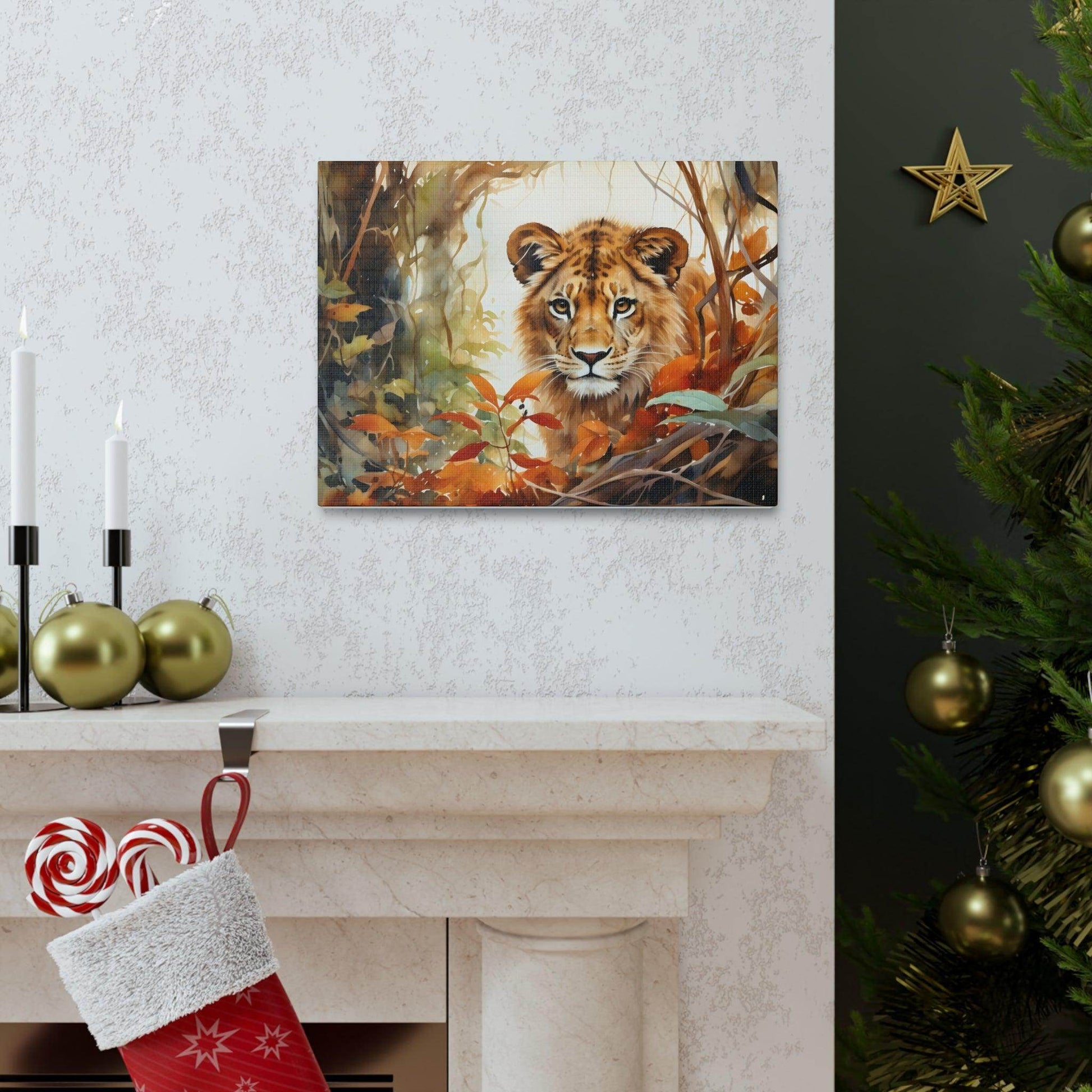 Watercolor Baby Lion In Nature Art Canvas Gallery Wraps Baby Lion Print Large Canvas Art Animal Wall Art minimalist Wall Art Lover Gift - Giftsmojo