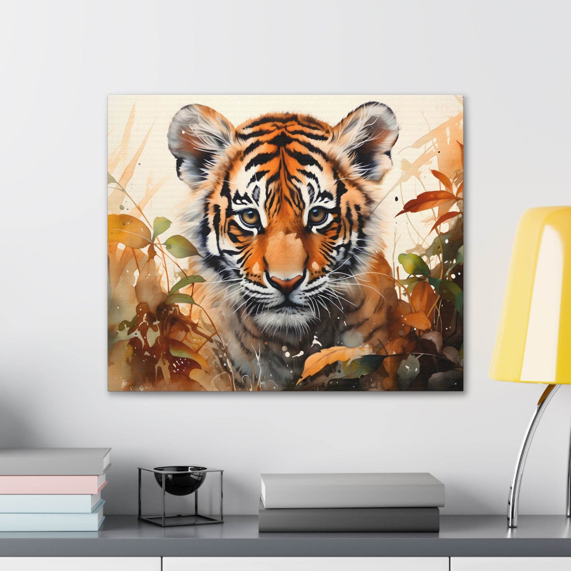 Watercolor Baby Tiger In Nature Art Canvas Gallery Wraps Tiger Print Large Canvas Art Animal Wall Art minimalist Wall Art Lover Gift - Giftsmojo