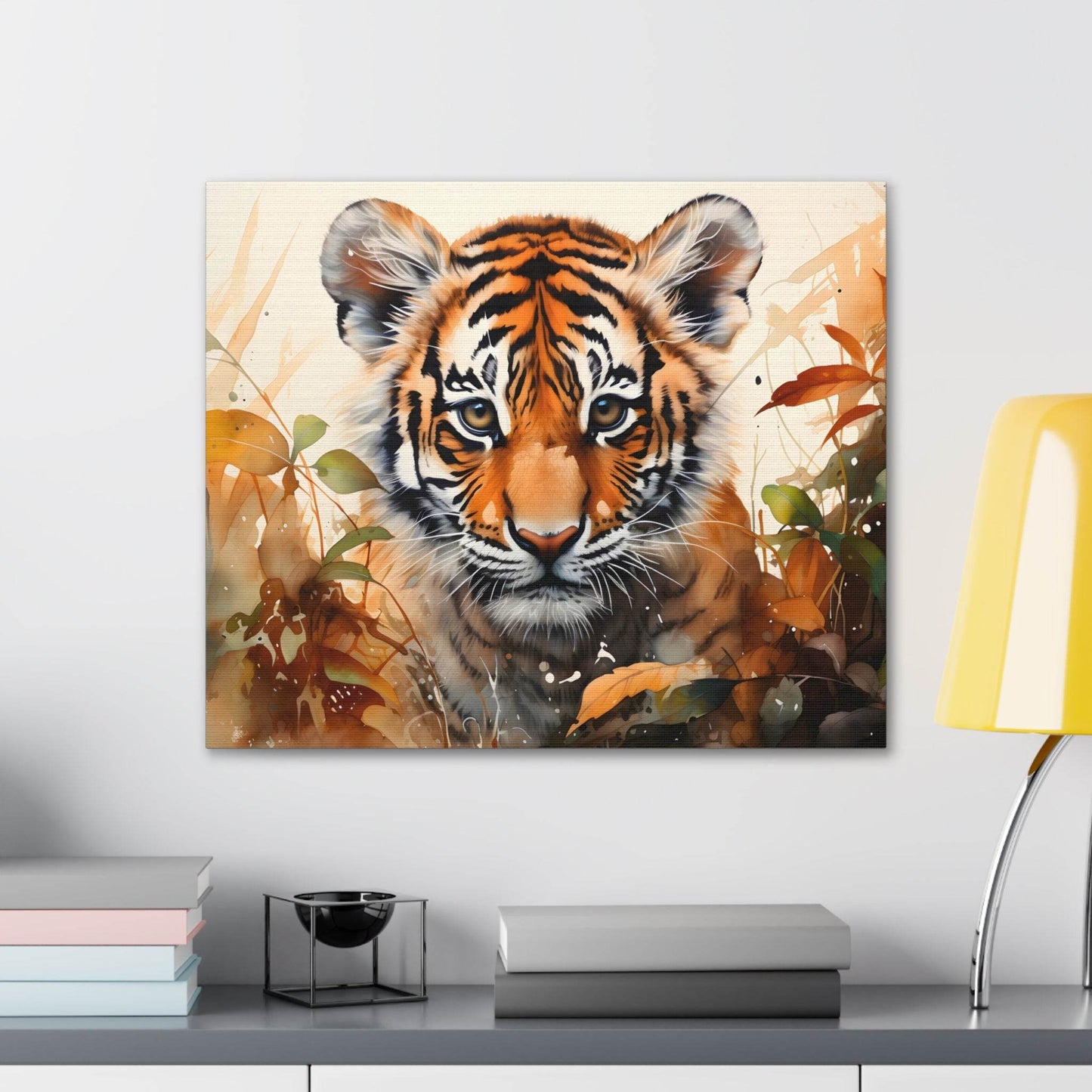 Watercolor Baby Tiger In Nature Art Canvas Gallery Wraps Tiger Print Large Canvas Art Animal Wall Art minimalist Wall Art Lover Gift - Giftsmojo
