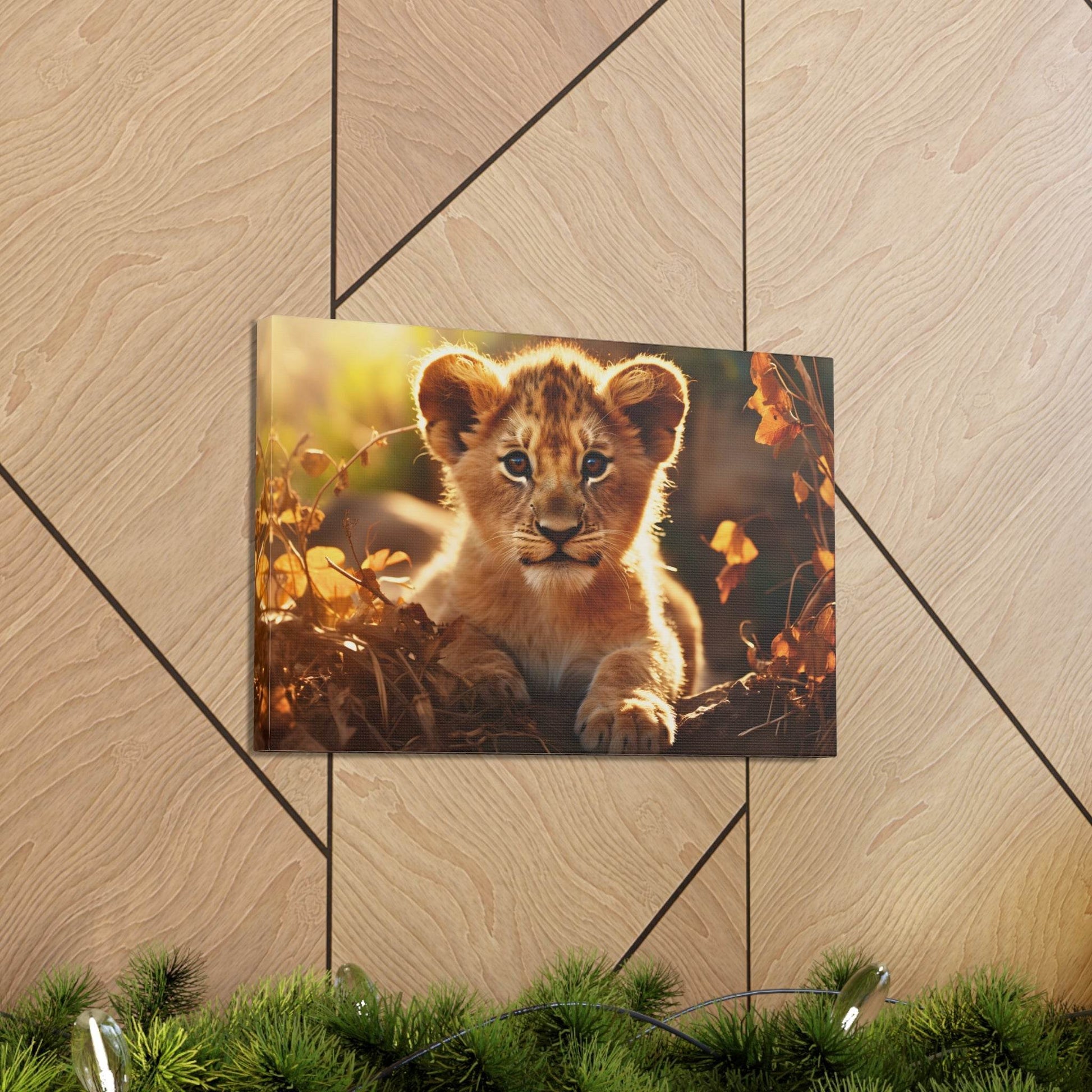 Baby Lion Cub Print Animal Nature Art Safari Nursery Canvas Gallery Wraps Baby Lion Print Large Canvas Art Animal Wall Art Lover Gift - Giftsmojo
