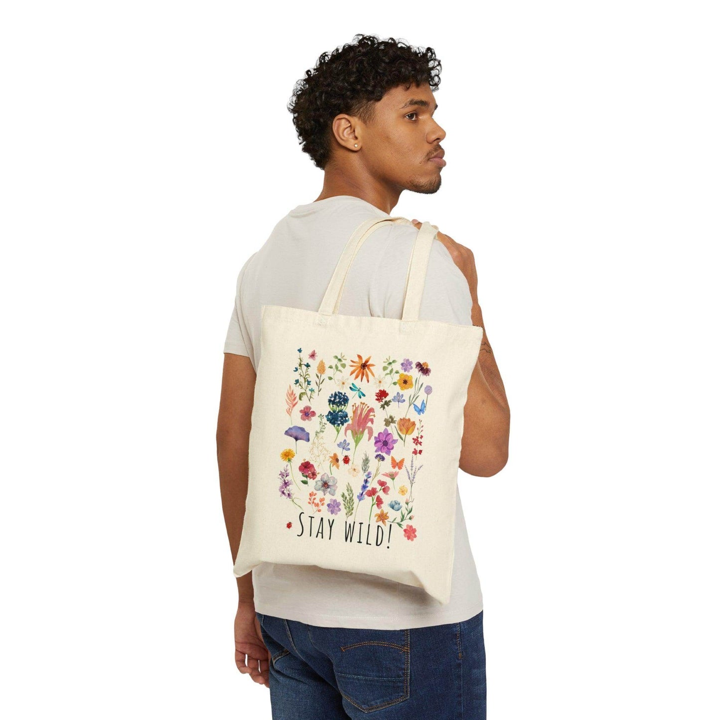 Floral Tote Bag Wildflower Totes Canvas Tote Bag Shopping Bag Gift For Women Totes Birthday Gift Bag Bridal Gift Tote Bag Library Bag - Giftsmojo