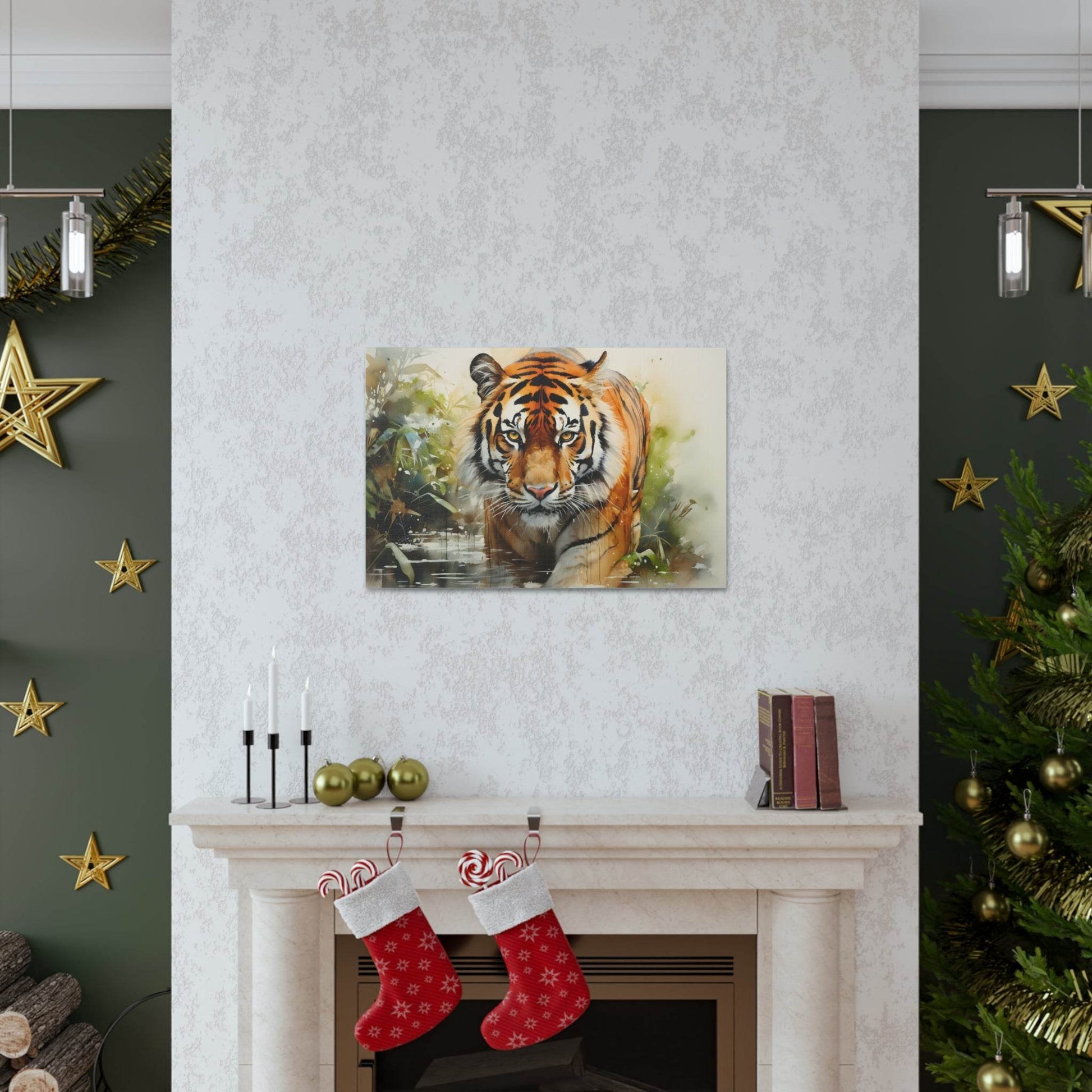 Watercolor Tiger In Nature Art Canvas Gallery Wraps Tiger Print Large Canvas Art Animal Wall Art minimalist Wall Art Lover Gift - Giftsmojo