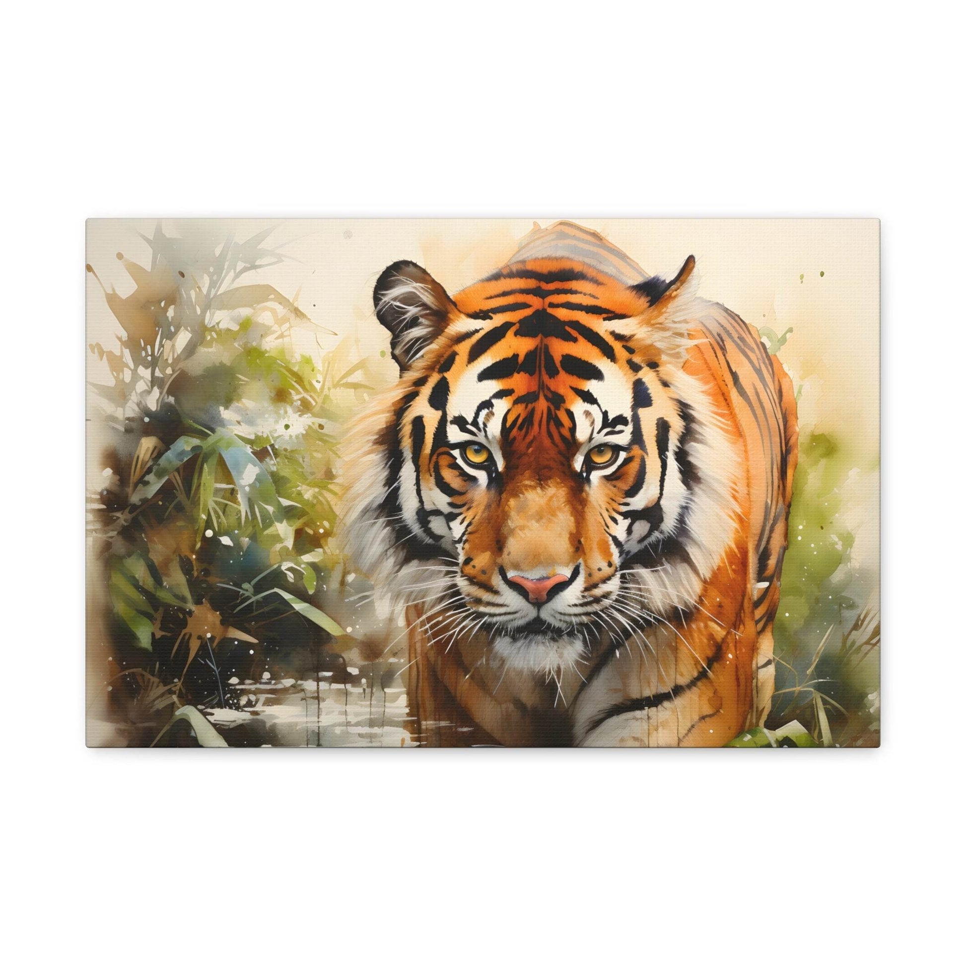 Watercolor Tiger In Nature Art Canvas Gallery Wraps Tiger Print Large Canvas Art Animal Wall Art minimalist Wall Art Lover Gift - Giftsmojo