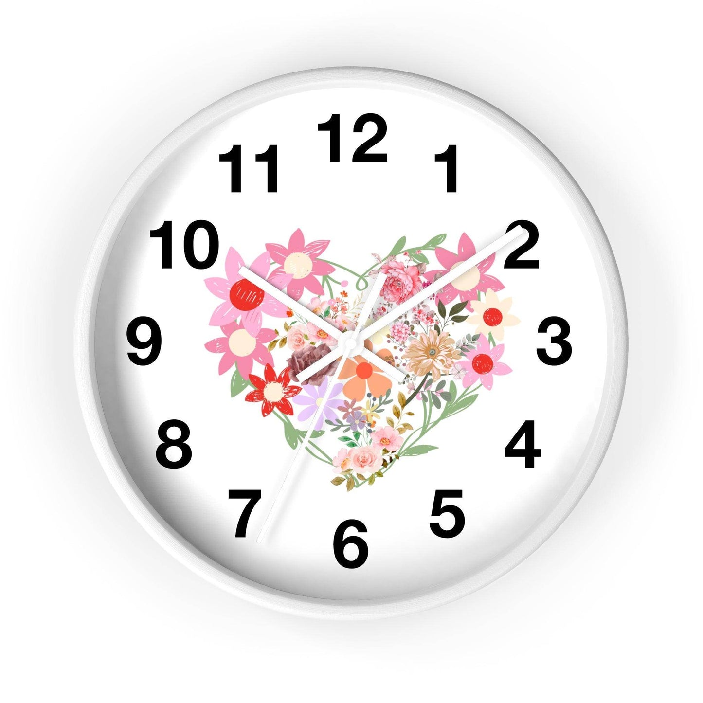 Flower wall clock, Flower Heart Wall clock, Floral Wall Clock, Home decor gift, House Warming gift, New Home Gift, Mom gift - Giftsmojo