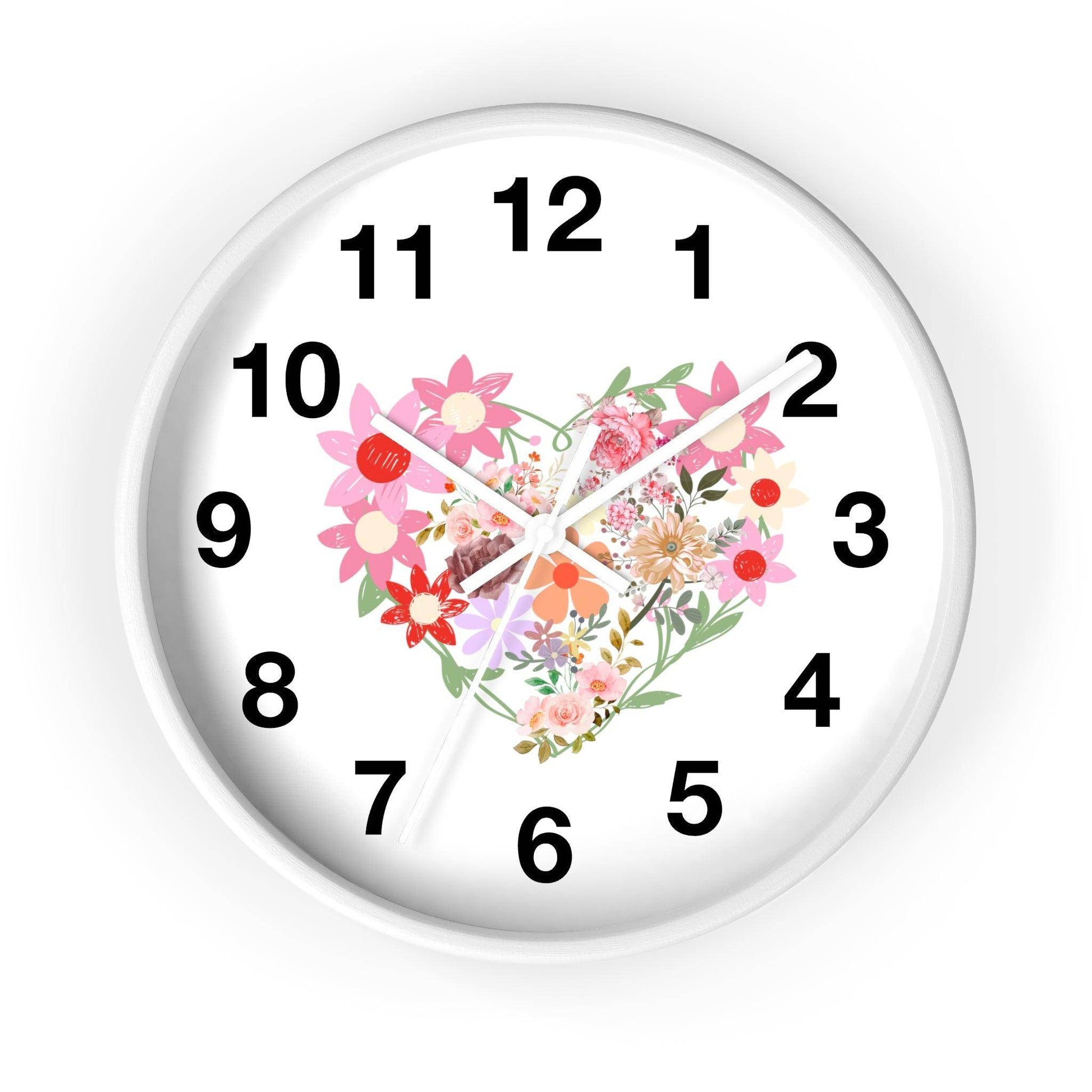 Flower wall clock, Flower Heart Wall clock, Floral Wall Clock, Home decor gift, House Warming gift, New Home Gift, Mom gift - Giftsmojo