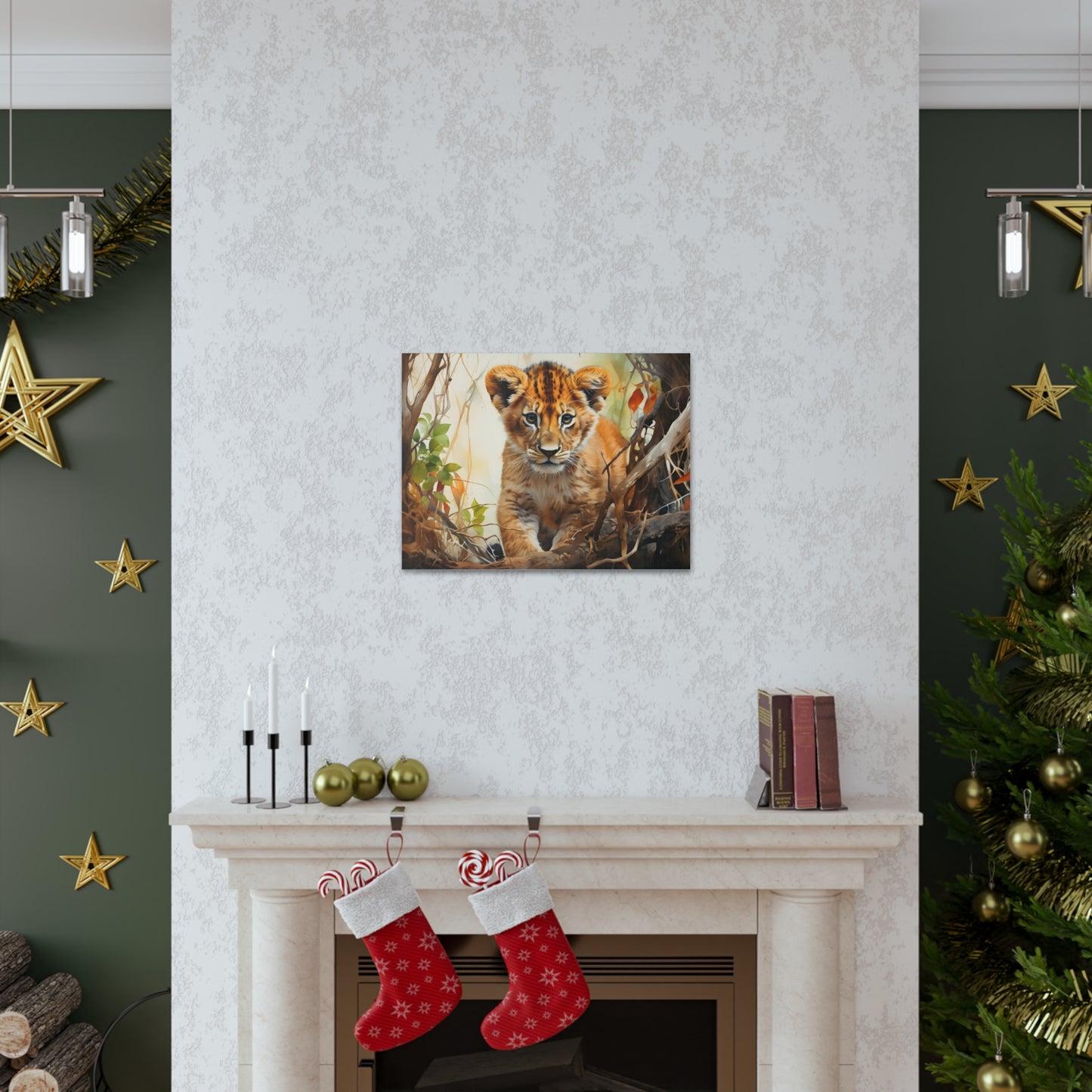 Watercolor Baby Lion In Nature Art Canvas Gallery Wraps Baby Lion Print Large Canvas Art Animal Wall Art minimalist Wall Art Lover Gift