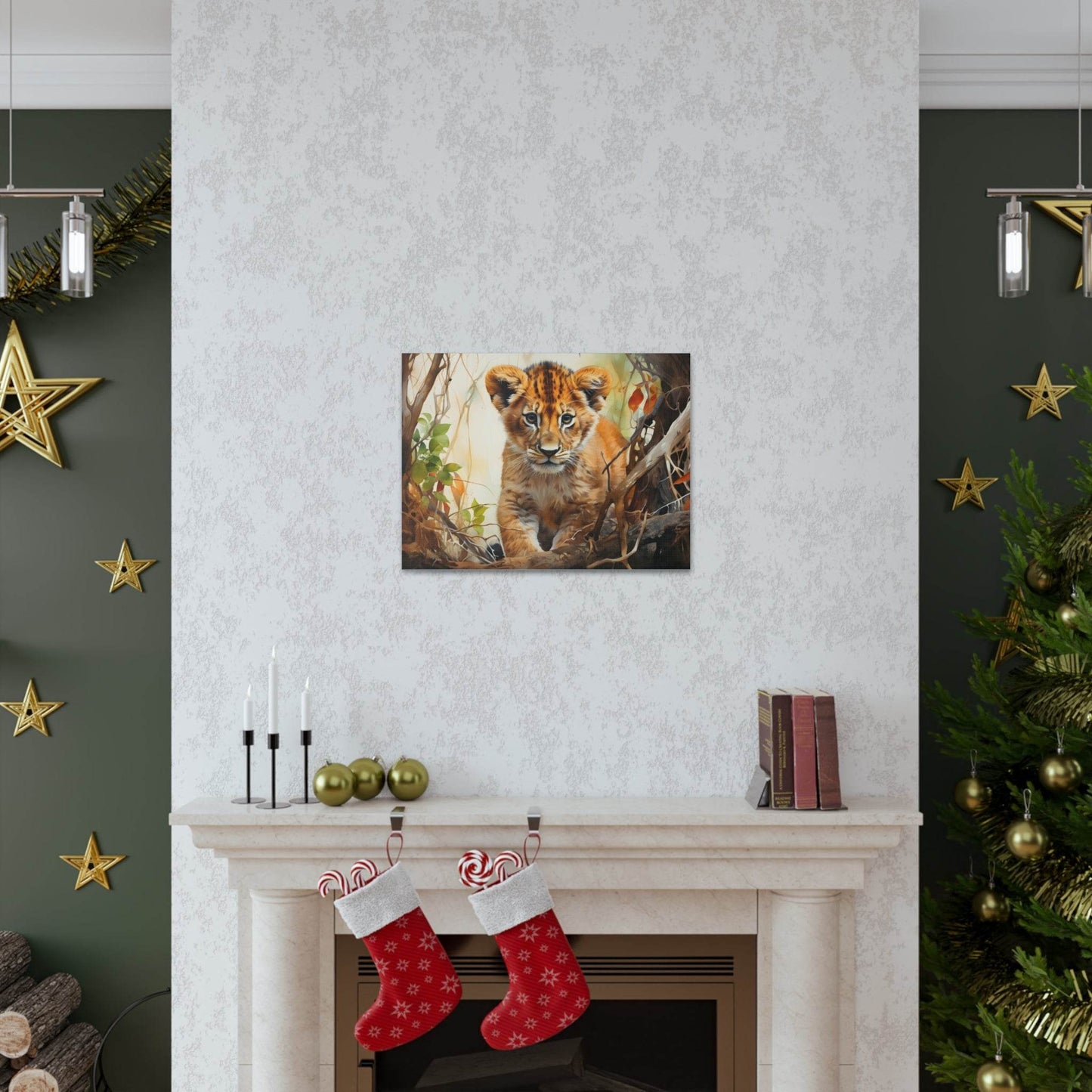 Watercolor Baby Lion In Nature Art Canvas Gallery Wraps Baby Lion Print Large Canvas Art Animal Wall Art minimalist Wall Art Lover Gift - Giftsmojo