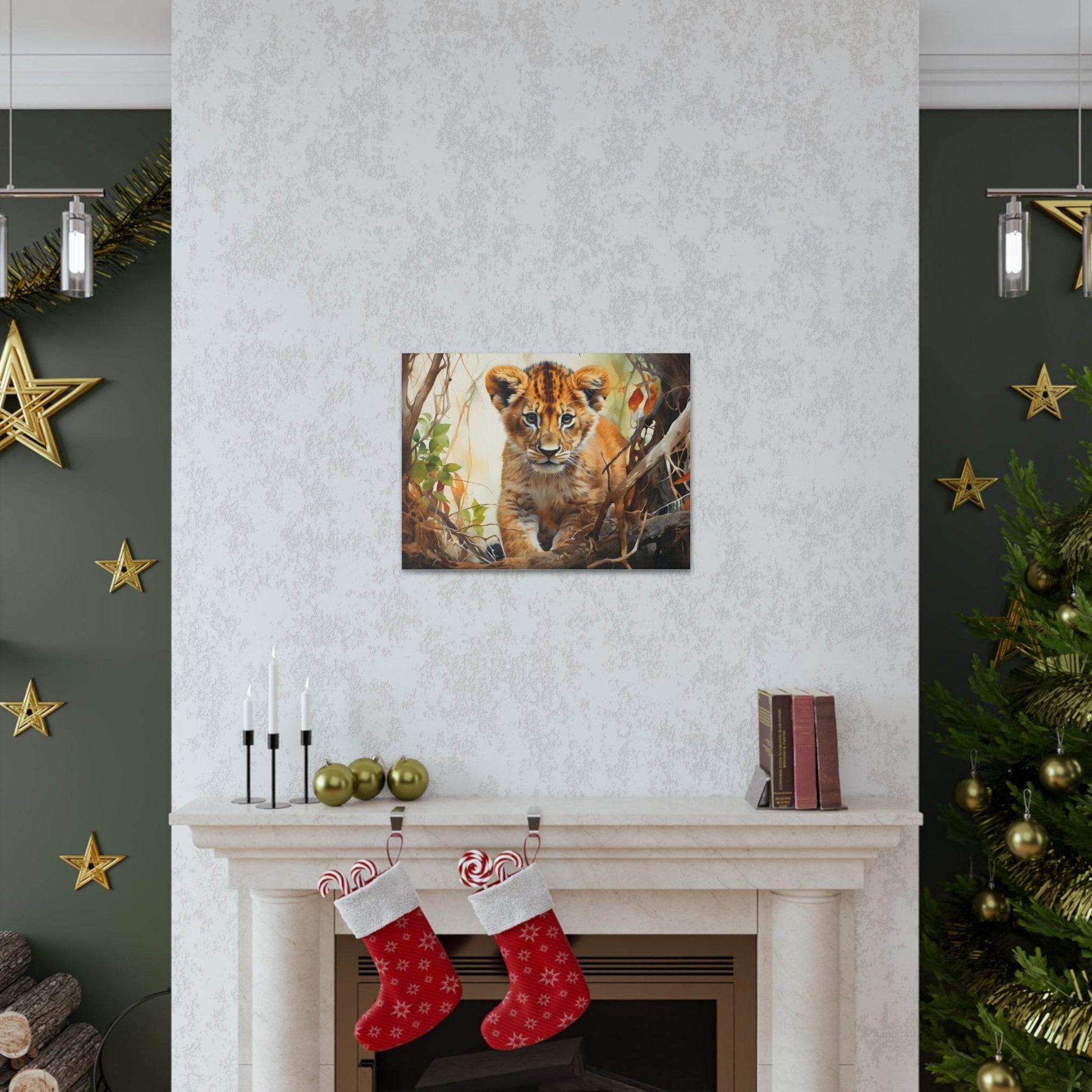 Watercolor Baby Lion In Nature Art Canvas Gallery Wraps Baby Lion Print Large Canvas Art Animal Wall Art minimalist Wall Art Lover Gift - Giftsmojo