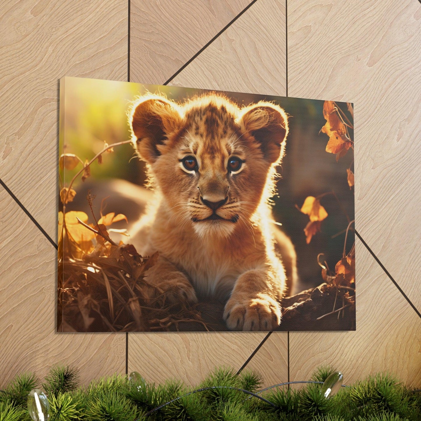 Baby Lion Cub Print Animal Nature Art Safari Nursery Canvas Gallery Wraps Baby Lion Print Large Canvas Art Animal Wall Art Lover Gift