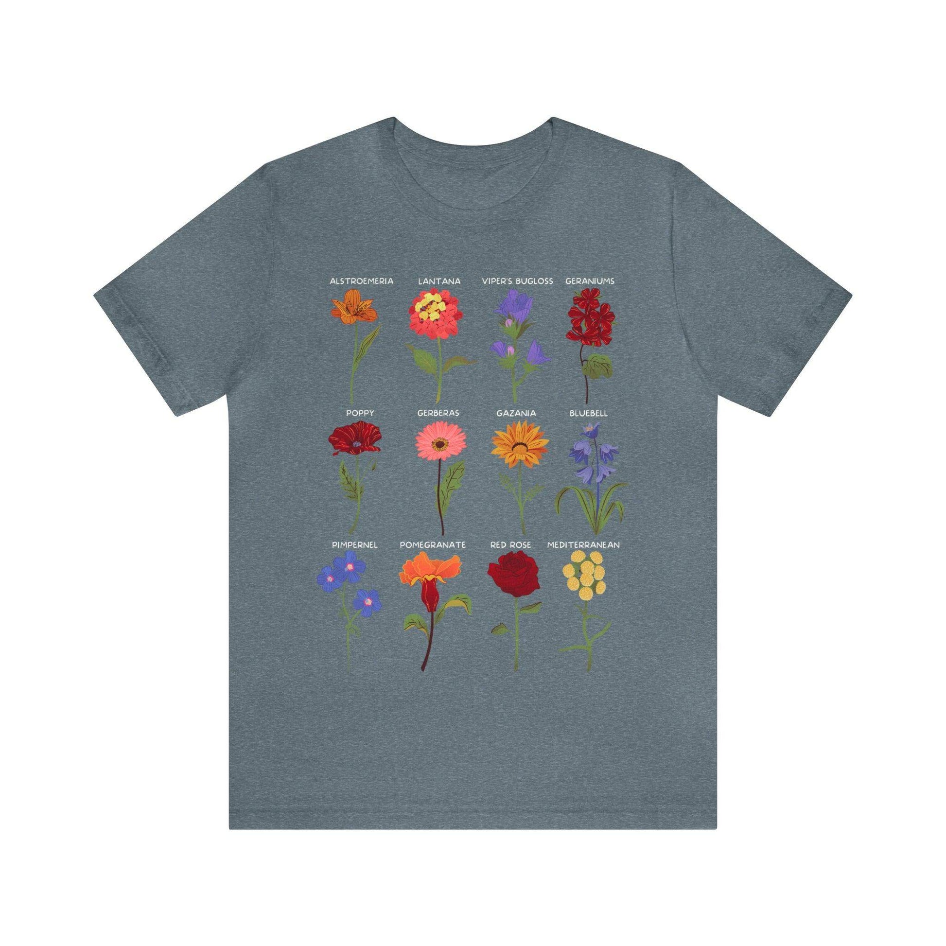 Wildflower Tshirt, Flower Shirt, Types of Flowers Shirt, Floral Tshirt, Gift for Women, Ladies Shirts Best Friend Gift, Plant Mom Nature Tee - Giftsmojo