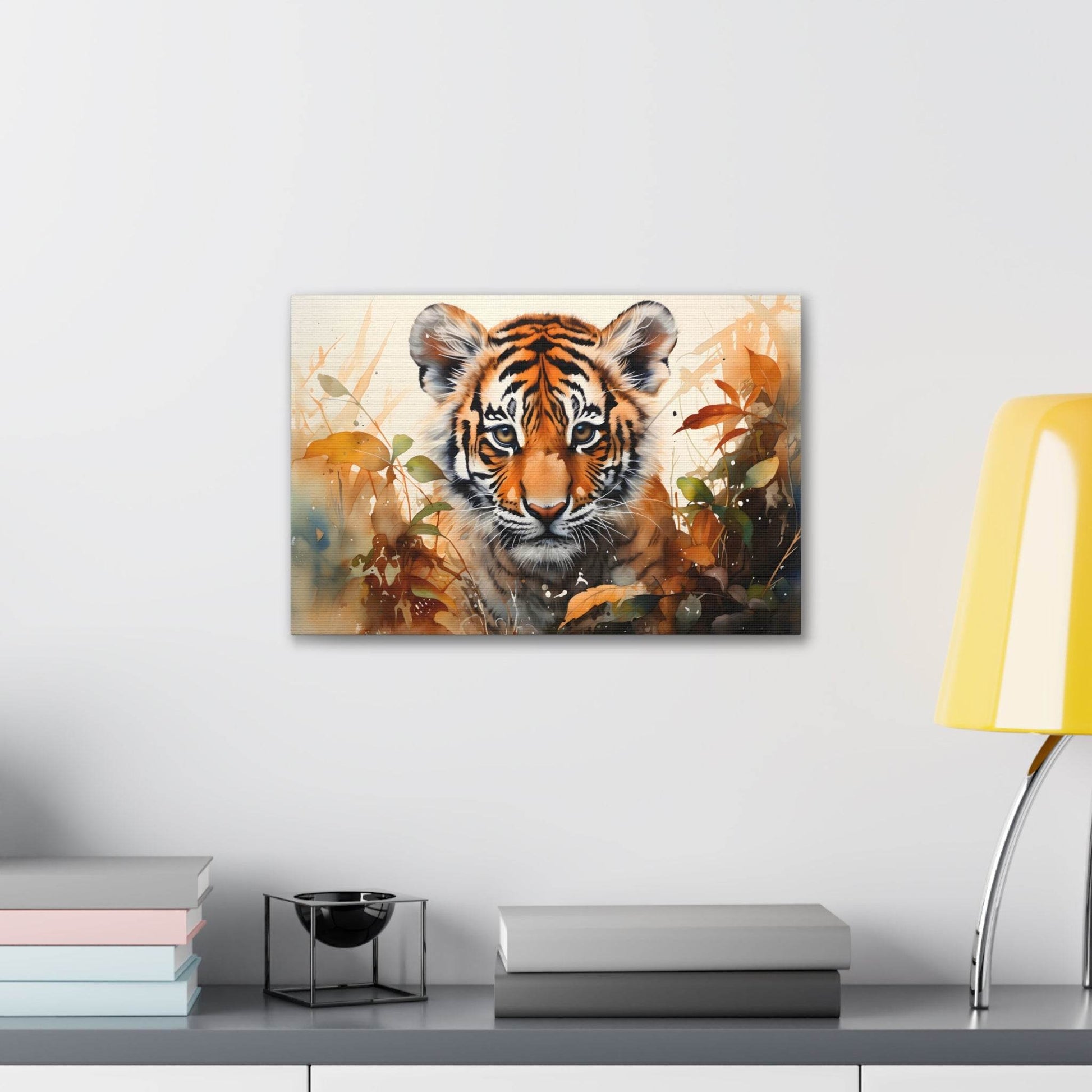 Watercolor Baby Tiger In Nature Art Canvas Gallery Wraps Tiger Print Large Canvas Art Animal Wall Art minimalist Wall Art Lover Gift - Giftsmojo