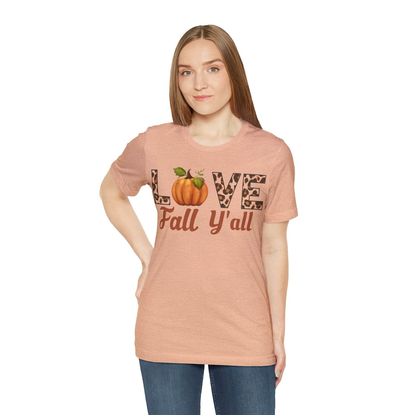 Leopard Print Love Fall Y'all Shirt, Pumpkin Shirt, Fall Shirt for Fall Lover, Fall gift - Giftsmojo