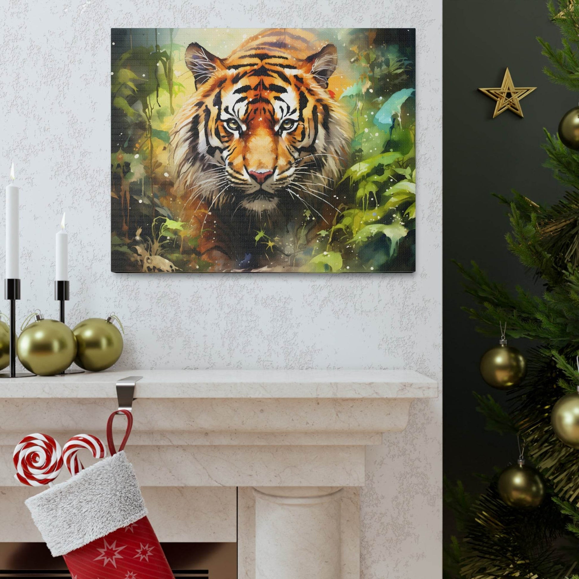 Watercolor Tiger In Nature Art Canvas Gallery Wraps Tiger Print Large Canvas Art Animal Wall Art minimalist Wall Art Lover Gift - Giftsmojo