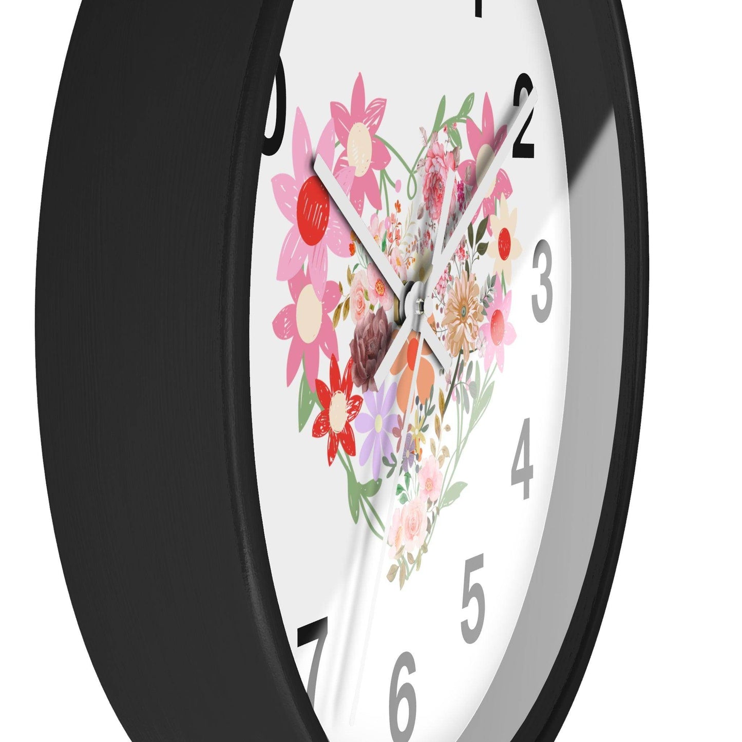 Flower wall clock, Flower Heart Wall clock, Floral Wall Clock, Home decor gift, House Warming gift, New Home Gift, Mom gift - Giftsmojo
