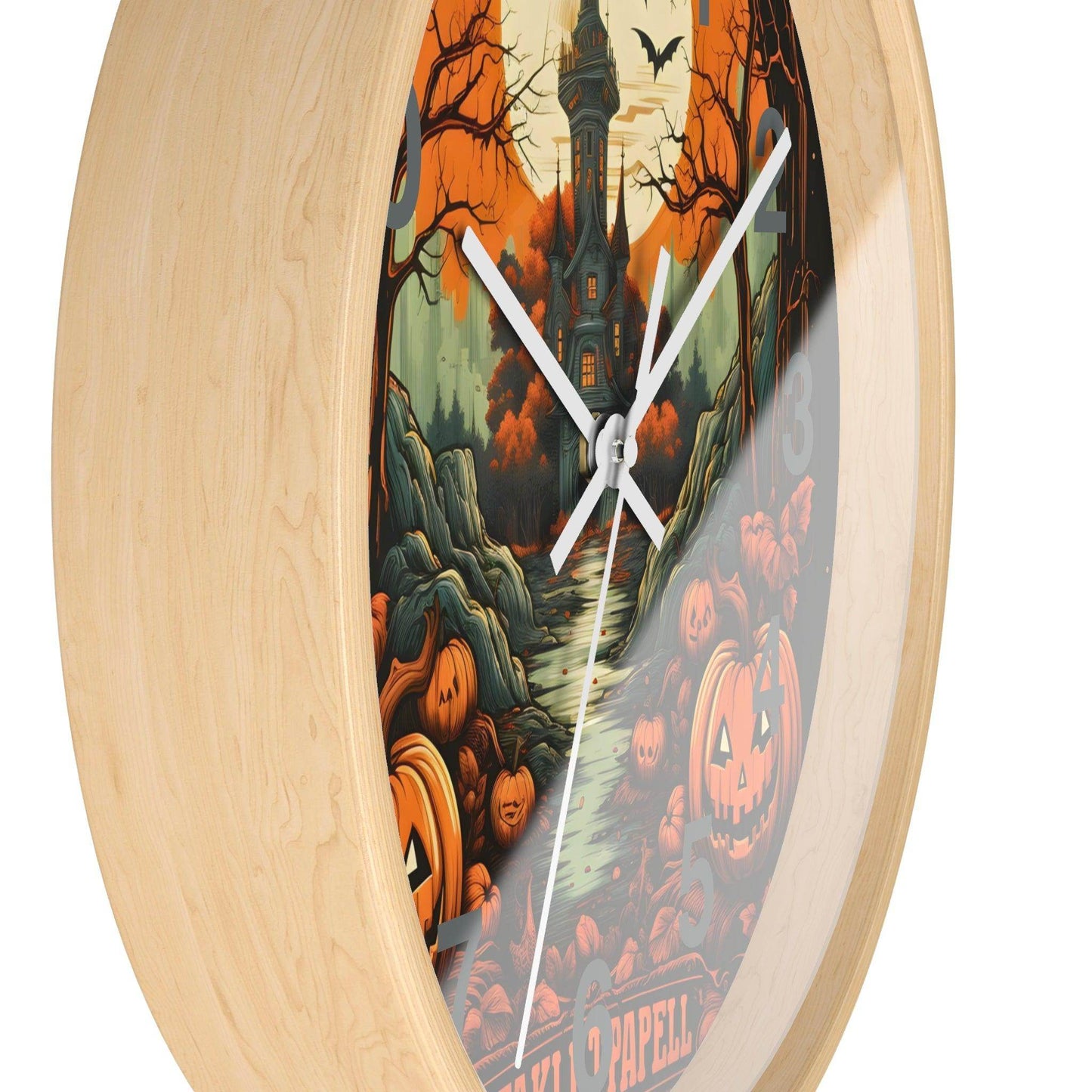 Happy HALLOTHANKSMAS Clock Halloween Ghost Wall Clock Halloween Wall Clocks Halloween Clock Fall Clock Halloween Decor - Giftsmojo