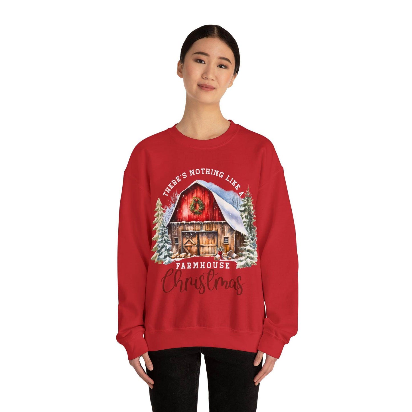 There's Nothing Like A Farmhouse Christmas Sweatshirt Christmas on The Farm Sweatshirt Mooey Christmas Farm Sweatshirt Christmas Sweater Trendy Christmas Shirt Farmers - Giftsmojo