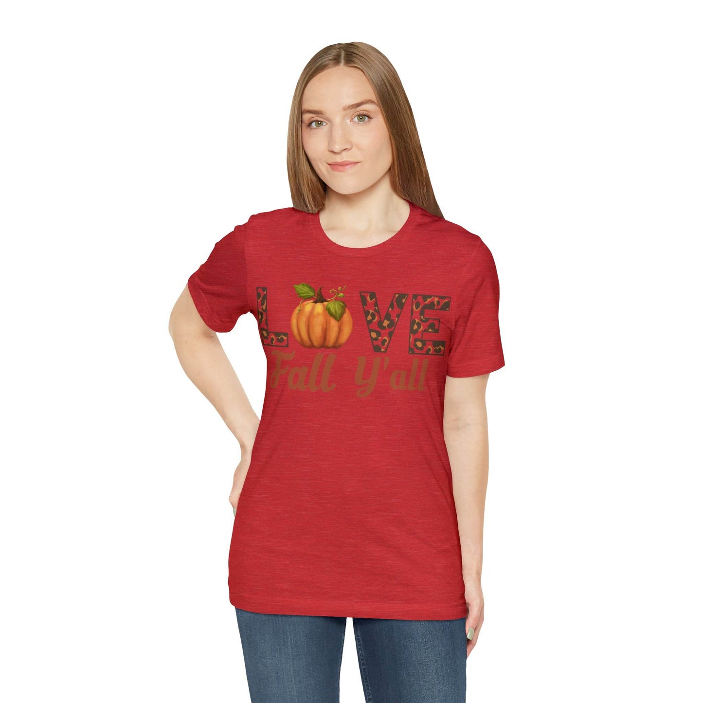 Leopard Print Love Fall Y'all Shirt, Pumpkin Shirt, Fall Shirt for Fall Lover, Fall gift - Giftsmojo