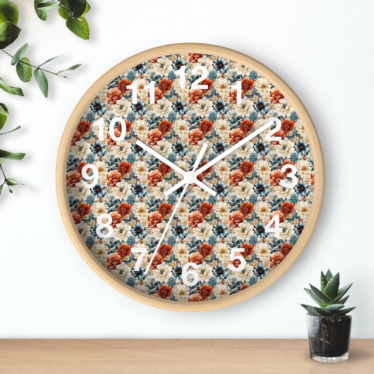 Vintage Flower Wall Clock Floral Wall Clock Kids Room Home Decor New Home House Warming Gift New Home Owner,