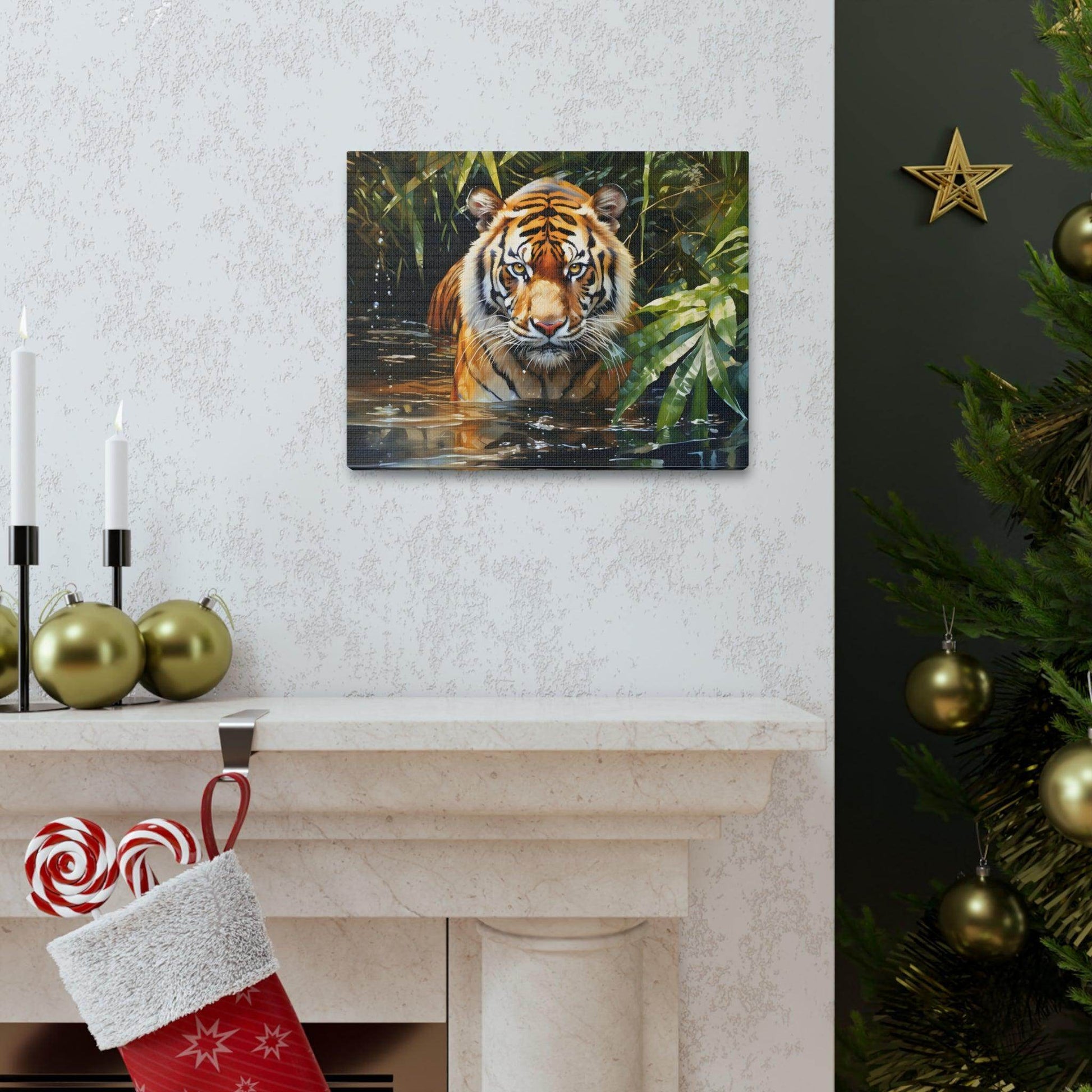 Watercolor Tiger In Nature Art Canvas Gallery Wraps Tiger Print Large Canvas Art Animal Wall Art minimalist Wall Art Lover Gift - Giftsmojo