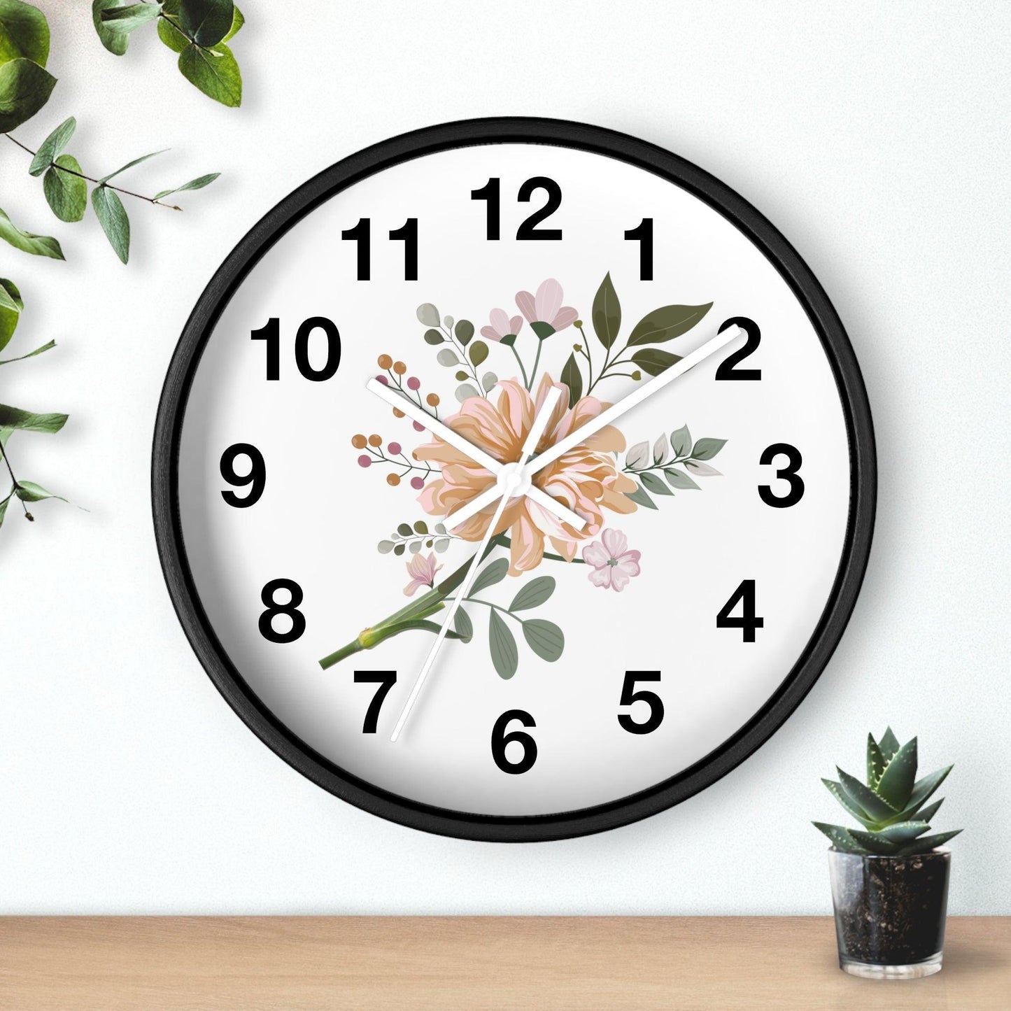 Flower Wall Clock Floral Wall Clock Home Decor Gift House Warming Gift - Mom Gift Unique Gift Farmhouse Clocks For Wall Living Room Bedroom