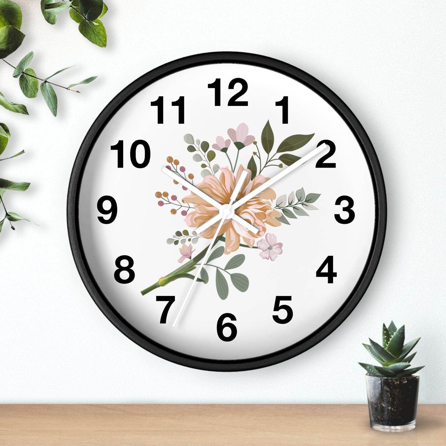 Flower Wall Clock Floral Wall Clock Home Decor Gift House Warming Gift - Mom Gift Unique Gift Farmhouse Clocks For Wall Living Room Bedroom - Giftsmojo