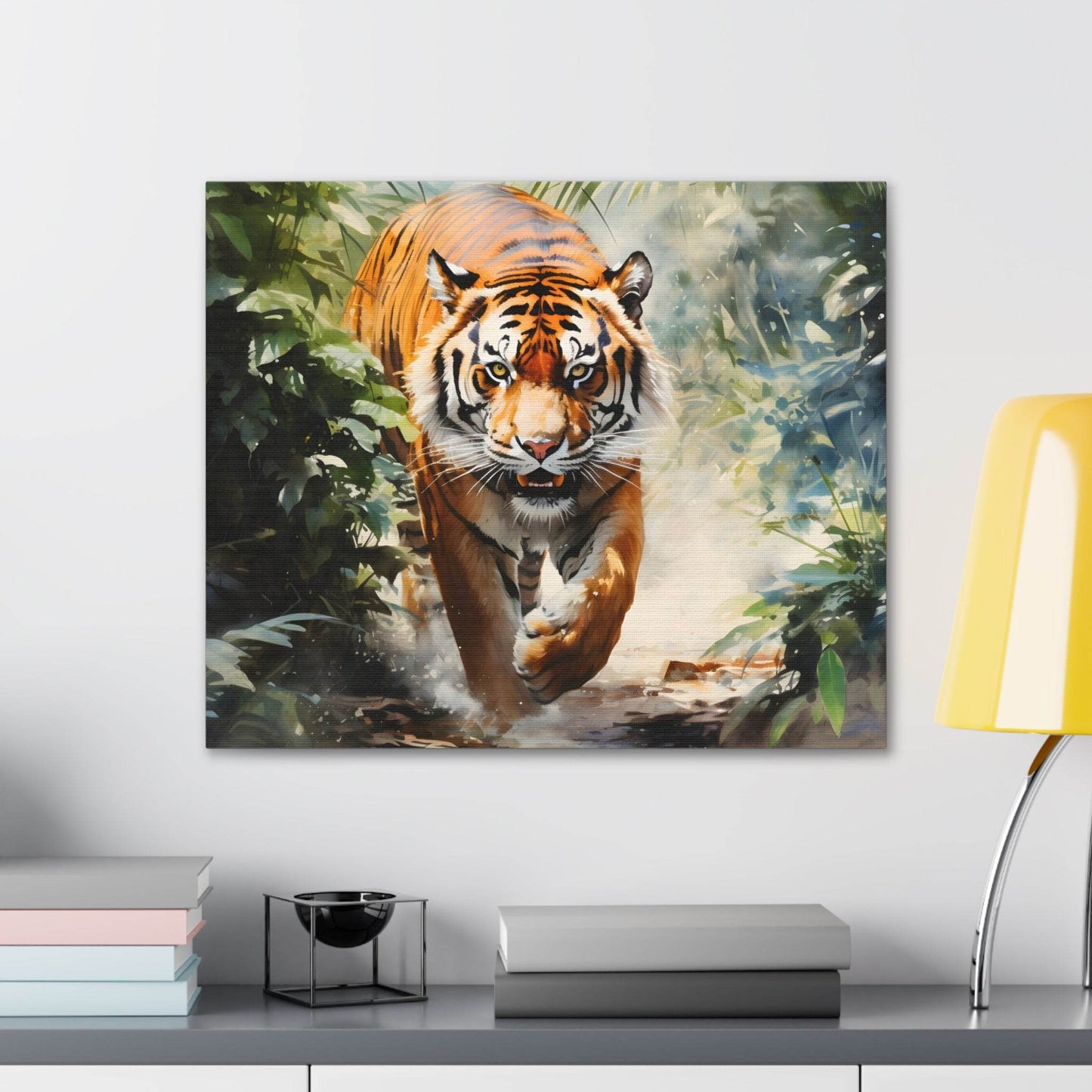 Watercolor Tiger In Nature Art Canvas Gallery Wraps Tiger Print Large Canvas Art Animal Wall Art minimalist Wall Art Lover Gift - Giftsmojo