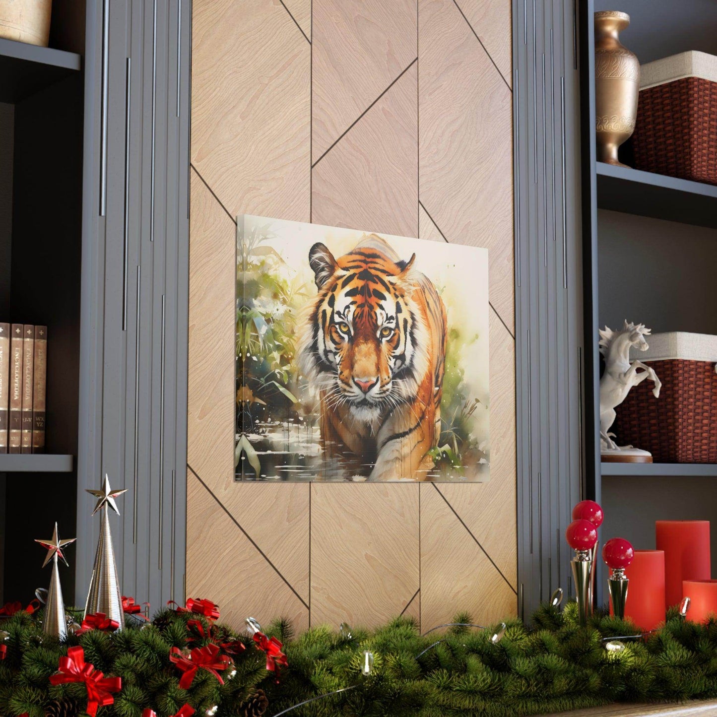 Watercolor Tiger In Nature Art Canvas Gallery Wraps Tiger Print Large Canvas Art Animal Wall Art minimalist Wall Art Lover Gift - Giftsmojo