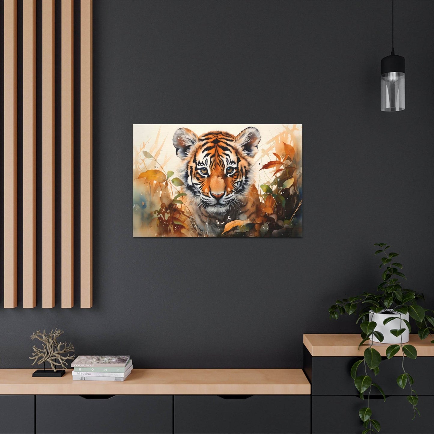 Watercolor Baby Tiger In Nature Art Canvas Gallery Wraps Tiger Print Large Canvas Art Animal Wall Art minimalist Wall Art Lover Gift - Giftsmojo