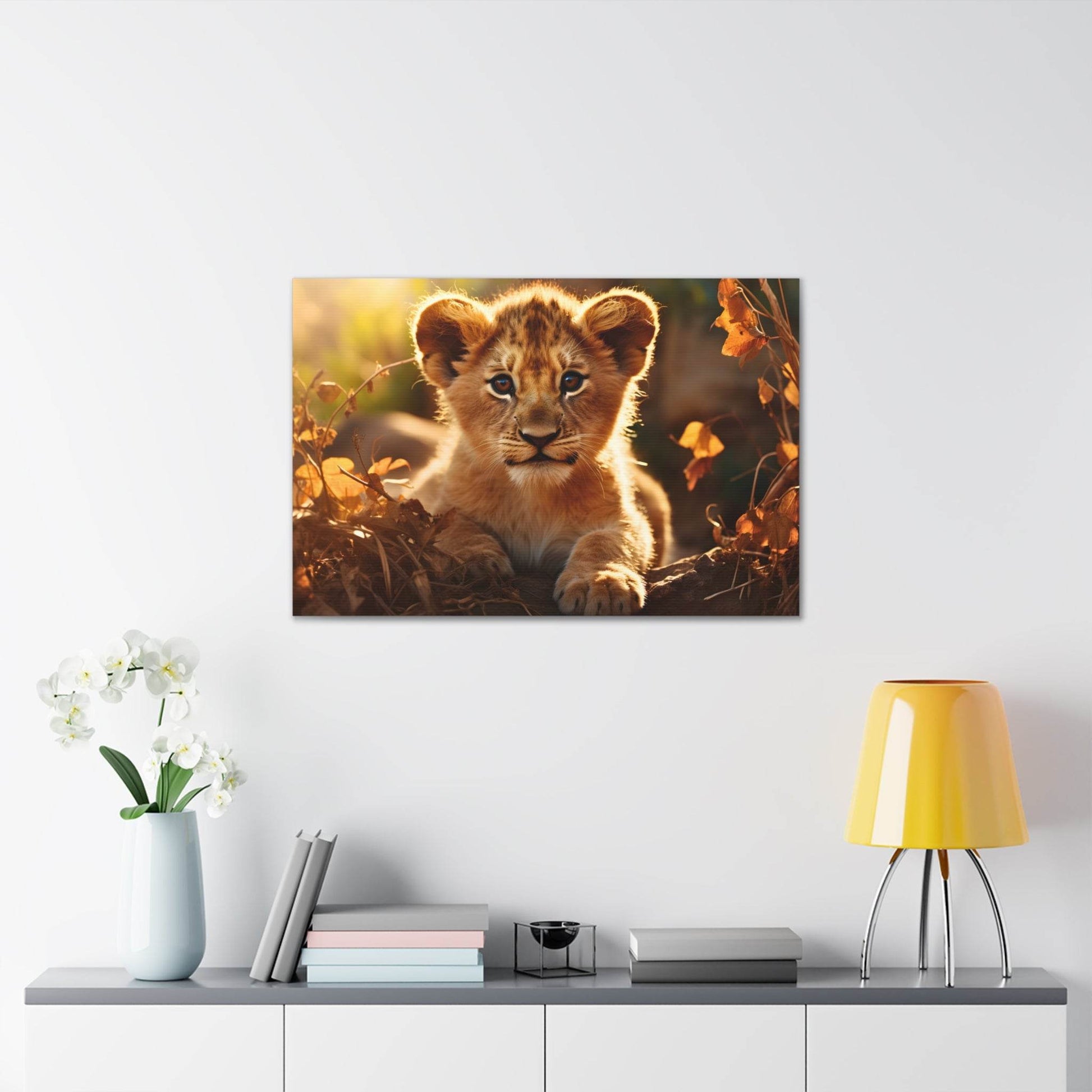 Baby Lion Cub Print Animal Nature Art Safari Nursery Canvas Gallery Wraps Baby Lion Print Large Canvas Art Animal Wall Art Lover Gift - Giftsmojo
