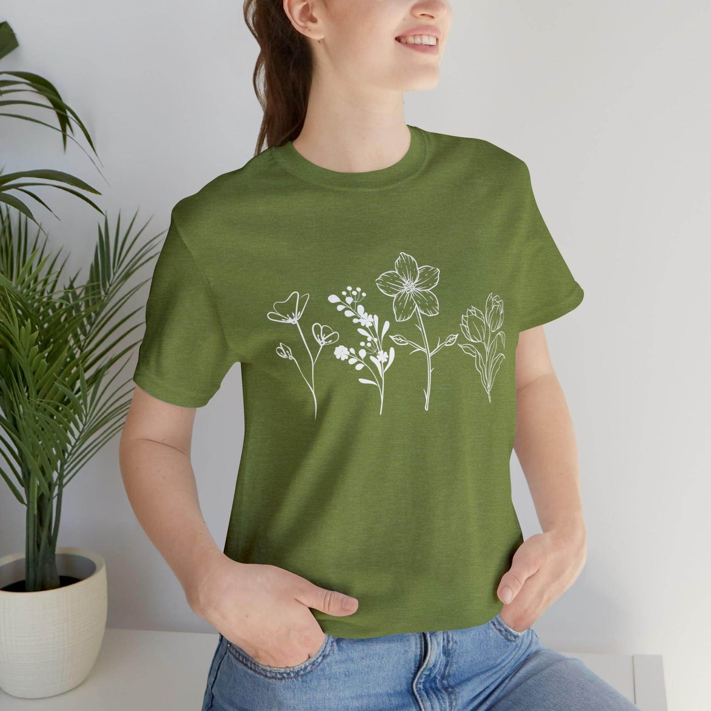 Wildflower Tshirt, Wild Flowers Shirt, Floral Tshirt, Flower Shirt, Gift for Women, Ladies Shirts, Best Friend Gift, Plant Mom shirt Garden - Giftsmojo