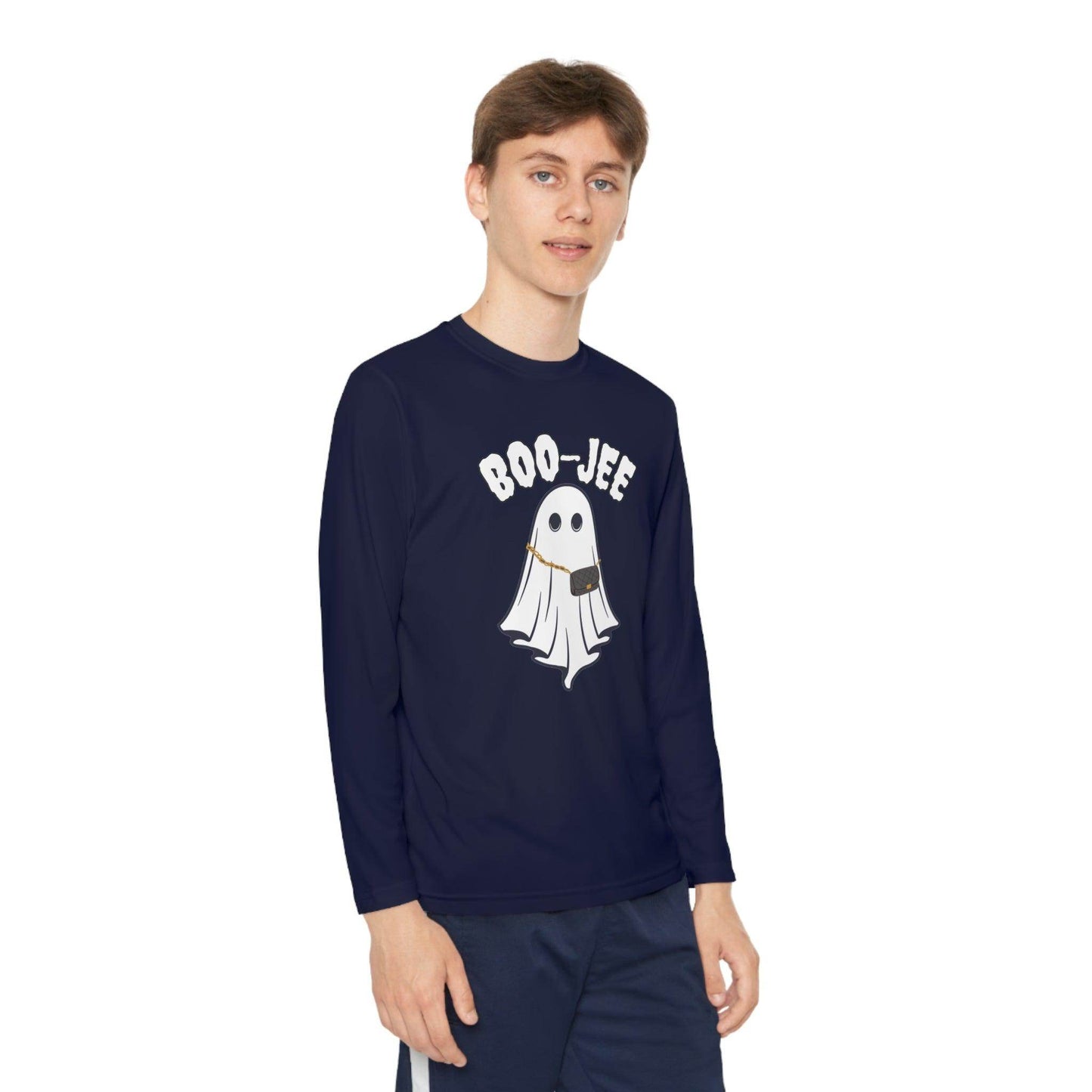 Boo-jee Youth Halloween Costume Long Sleeve Competitor Tee Boojee Halloween Boujee - Giftsmojo