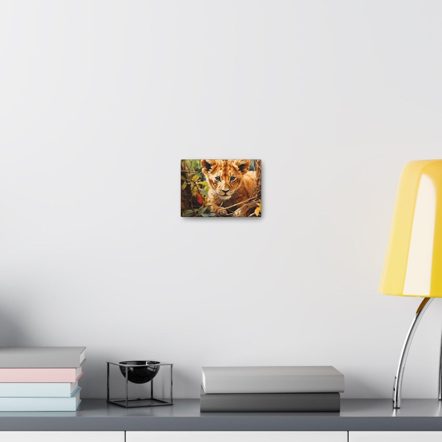 Watercolor Baby Lion In Nature Art Canvas Gallery Wraps Baby Lion Print Large Canvas Art Animal Wall Art minimalist Wall Art Lover Gift