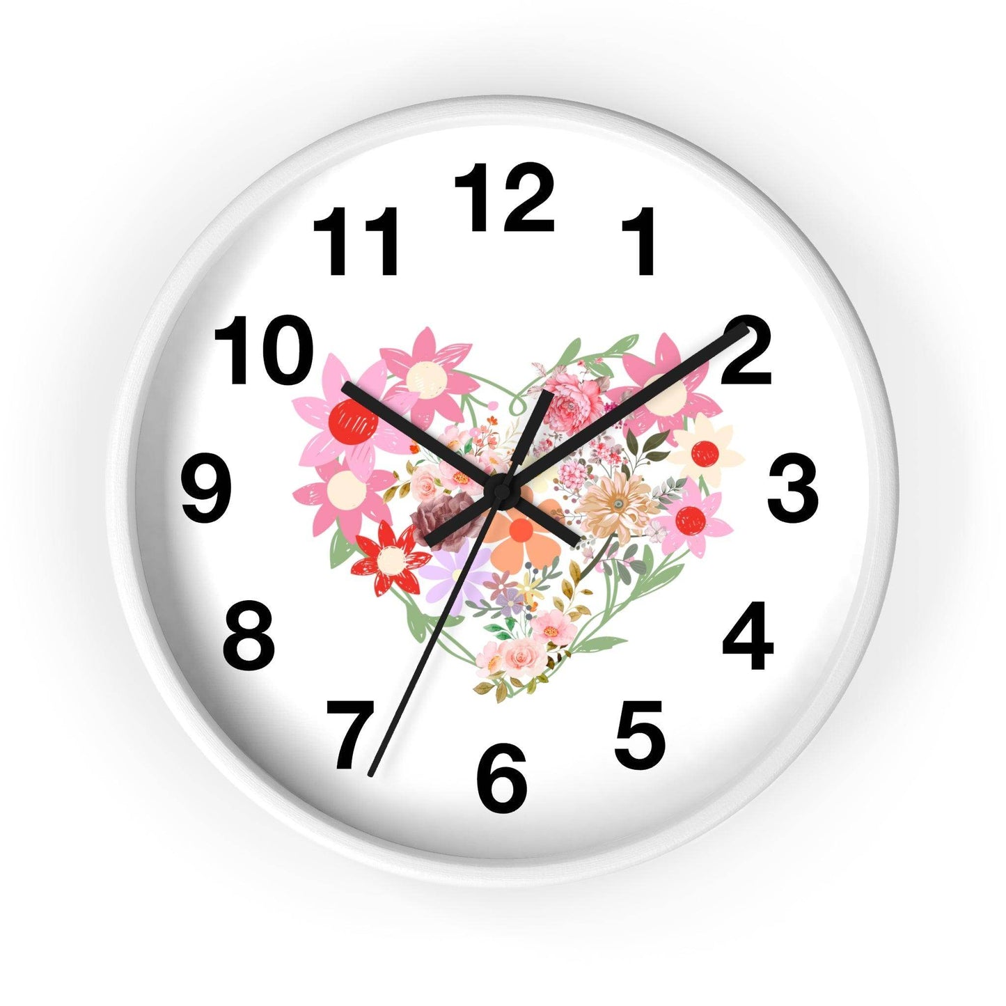 Flower wall clock, Flower Heart Wall clock, Floral Wall Clock, Home decor gift, House Warming gift, New Home Gift, Mom gift - Giftsmojo