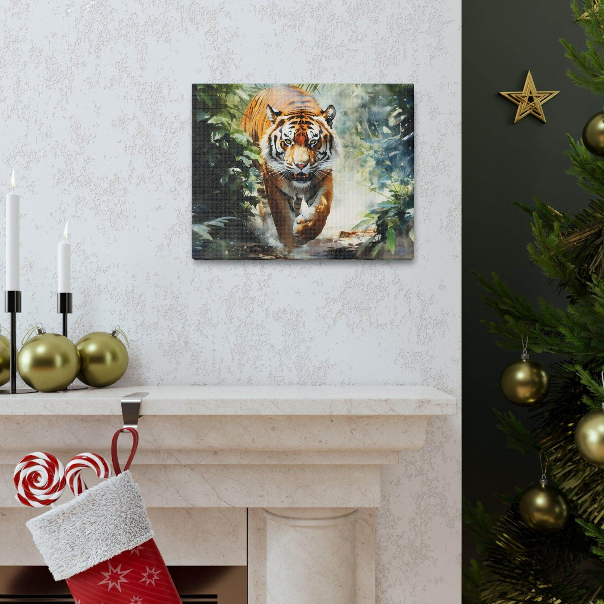 Watercolor Tiger In Nature Art Canvas Gallery Wraps Tiger Print Large Canvas Art Animal Wall Art minimalist Wall Art Lover Gift - Giftsmojo