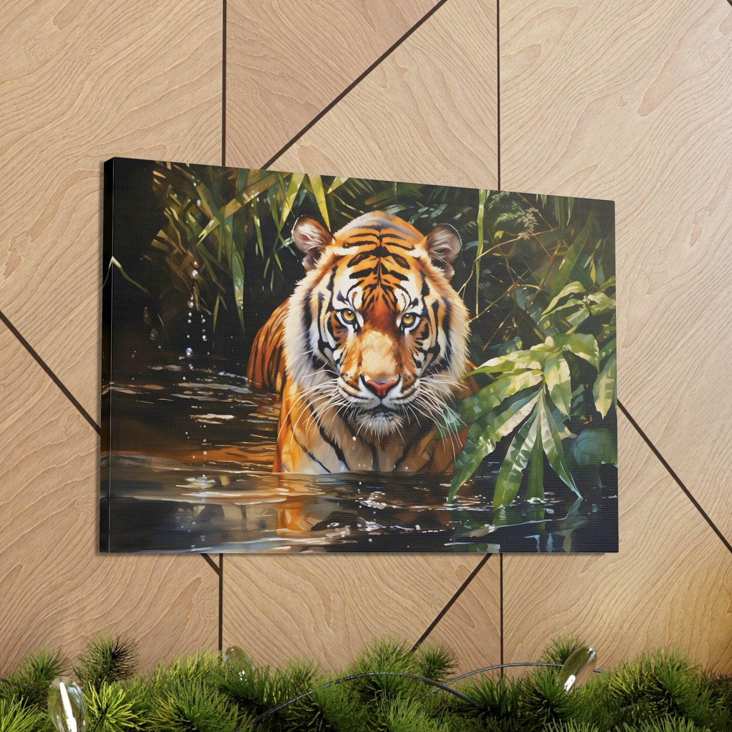 Watercolor Tiger In Nature Art Canvas Gallery Wraps Tiger Print Large Canvas Art Animal Wall Art minimalist Wall Art Lover Gift - Giftsmojo