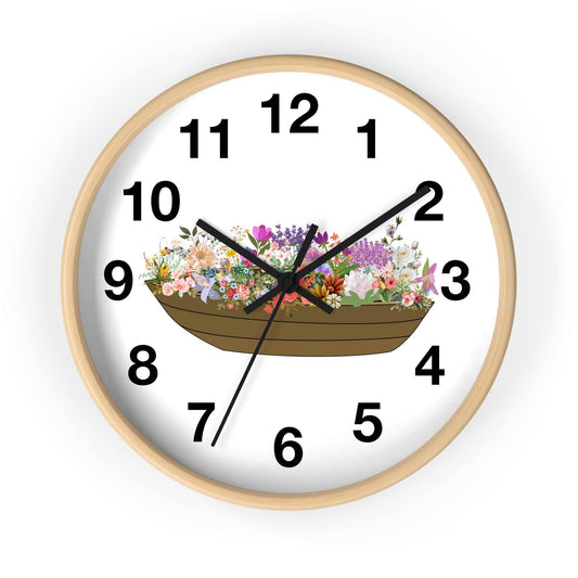 Boat Flower Wall Clock Floral Wall Clock Home Decor Gift House Warming gift - Unique Gift Farmhouse Clocks For Wall Living Room Bedroom - Giftsmojo