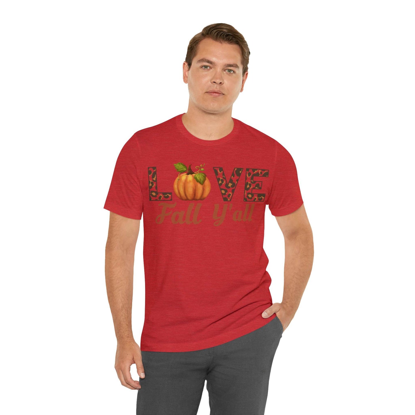 Leopard Print Love Fall Y'all Shirt, Pumpkin Shirt, Fall Shirt for Fall Lover, Fall gift - Giftsmojo